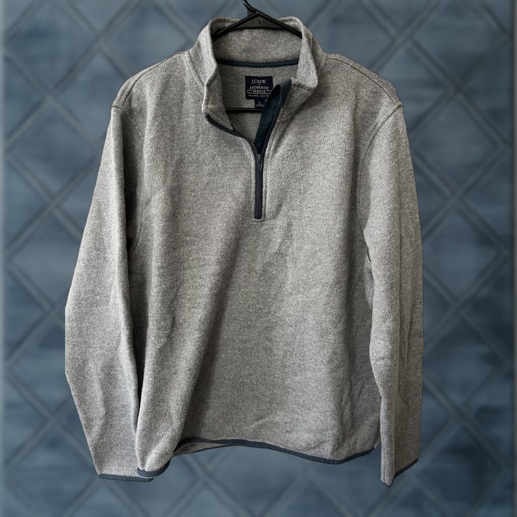 J.Crew J.CREW Sweatshirt Mens L Gray Marled Fleece Half-Zip Pullover BD998 Size US L / EU 52-54 / 3 - 1 Thumbnail
