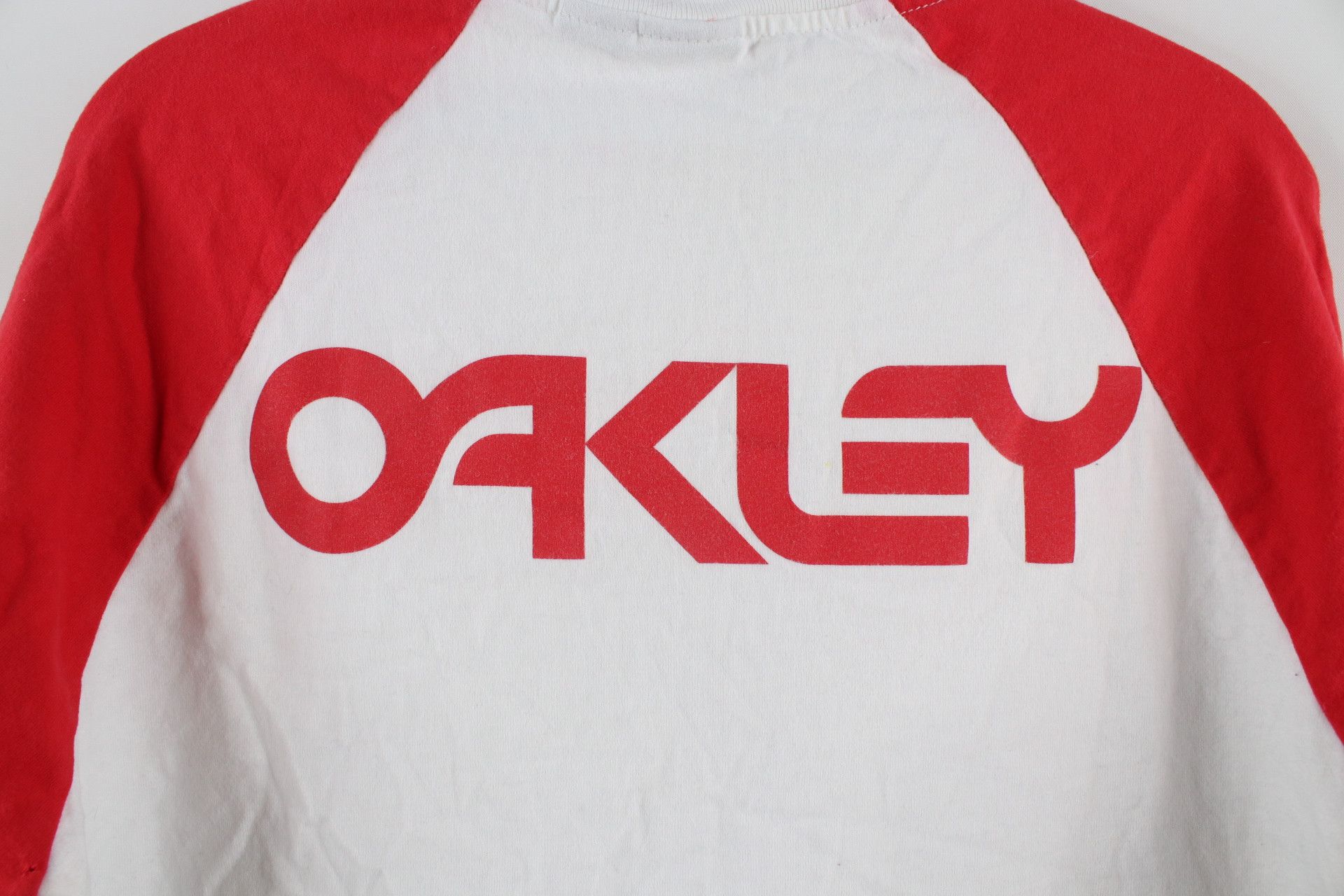 Oakley × Vintage Vintage Oakley Spell Out Box Logo 3/4 Sleeve Raglan T-Shirt Size US XL / EU 56 / 4 - 9 Thumbnail