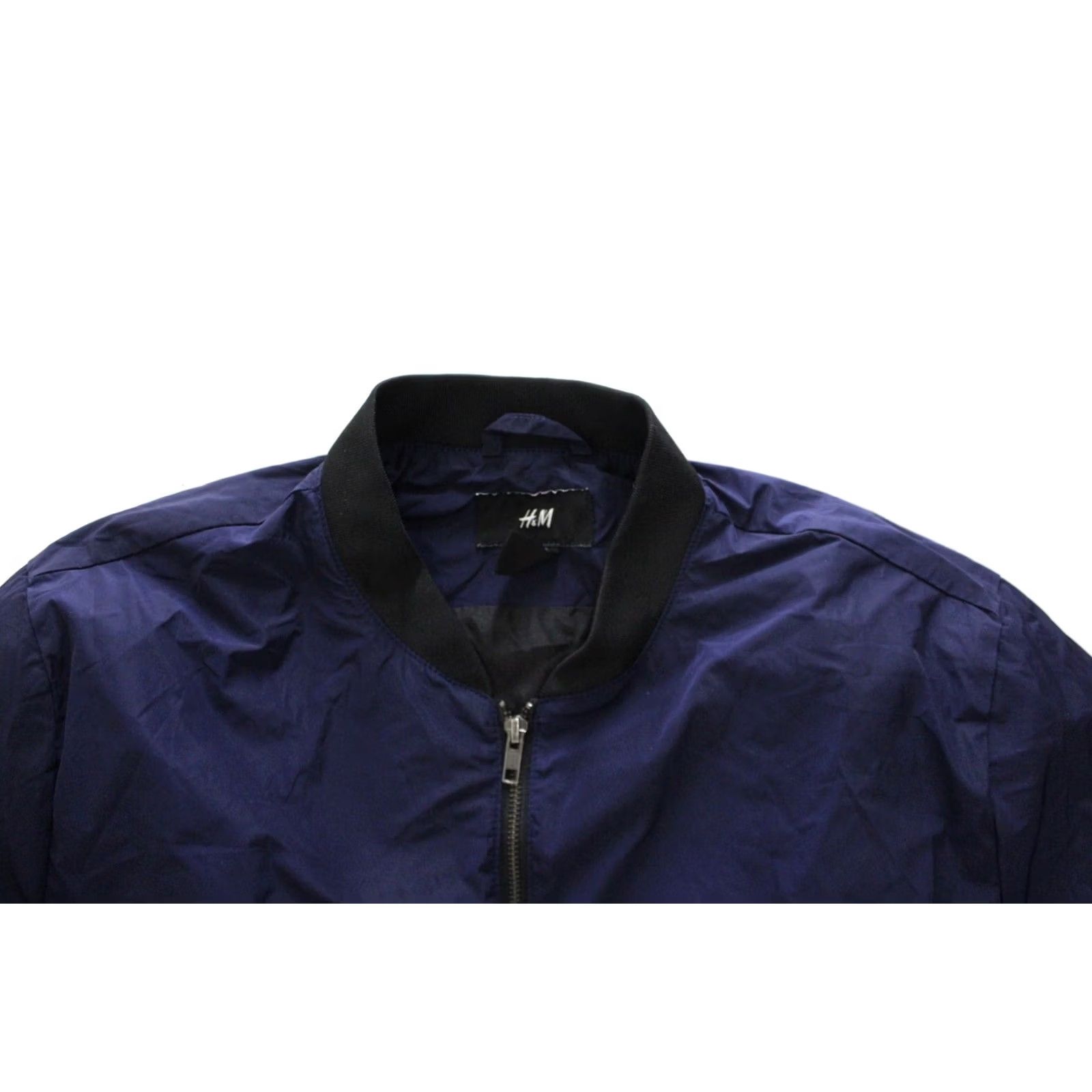 H&M VINTAGE H&M Blue Black Collarless Zippered Jacket Large L Size US L / EU 52-54 / 3 - 3 Thumbnail