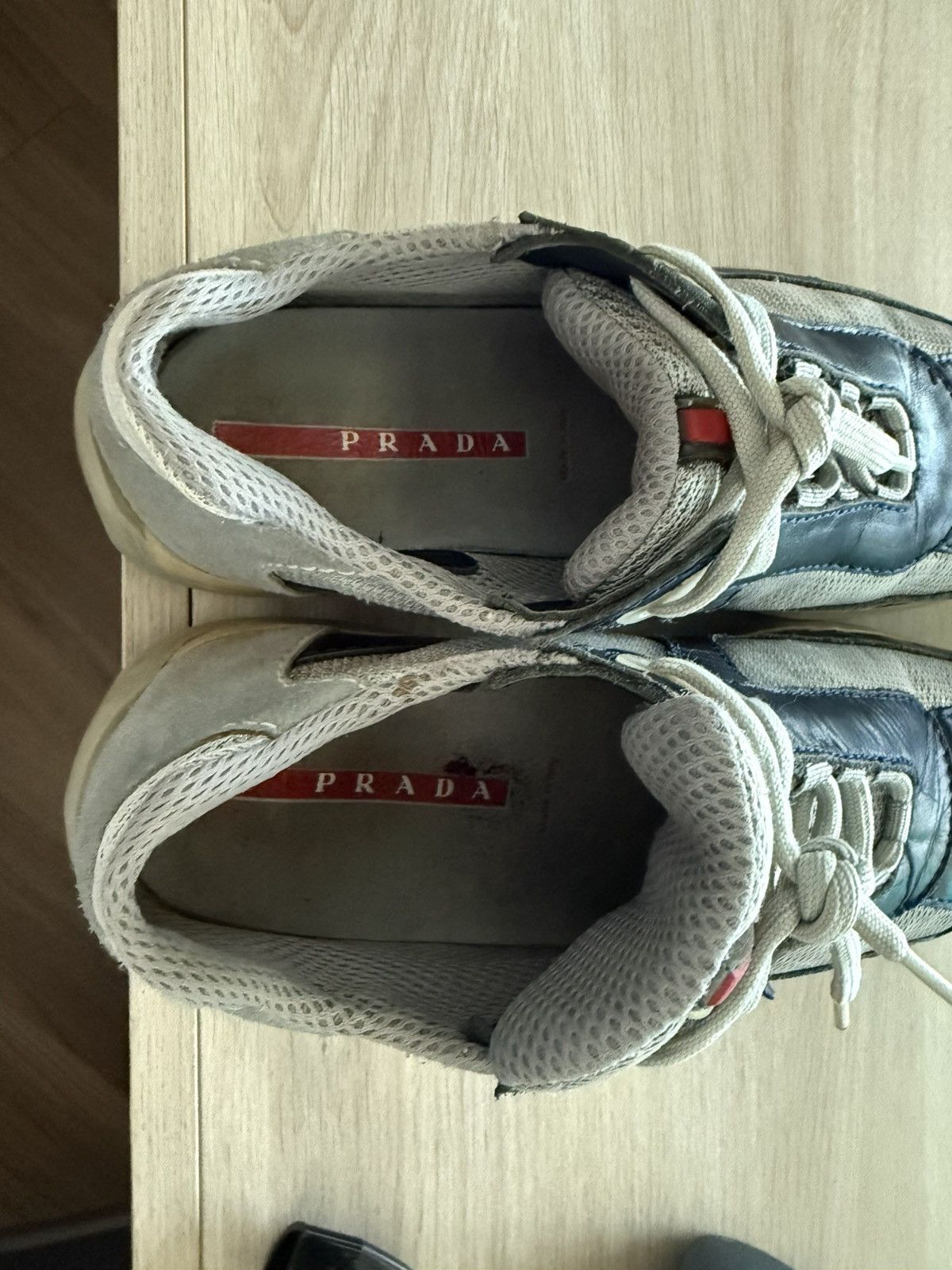 Prada Prada America's Cup Sneakers Blue Silver 8 Leather Size US 9 / EU 42 - 8 Thumbnail