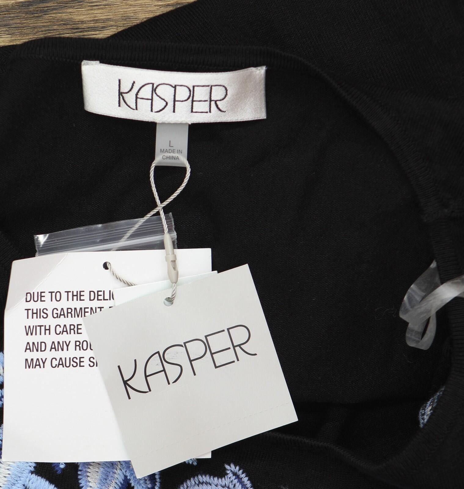 Other Nwt Kasper Knit Embroidered Top 10924833 Black Multi L Size L / US 10 / IT 46 - 3 Thumbnail