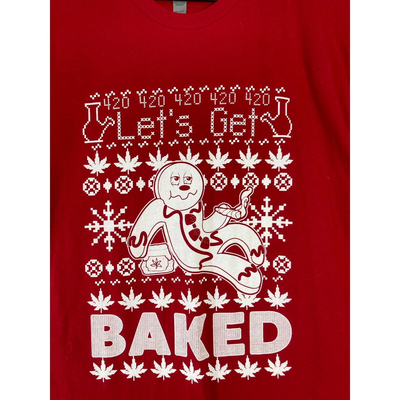 Gildan Men's Let's Get Baked Ugly Christmas T-Shirt Red Size L Size US L / EU 52-54 / 3 - 4 Thumbnail
