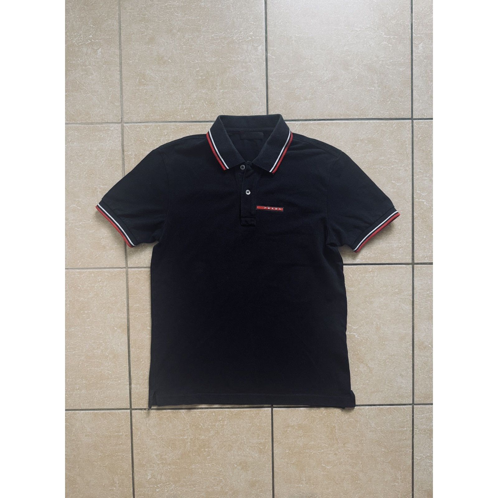 Prada Prada Linea Rossa Red Tab Tipped Polo Shirt Size US S / EU 44-46 / 1 - 1 Thumbnail