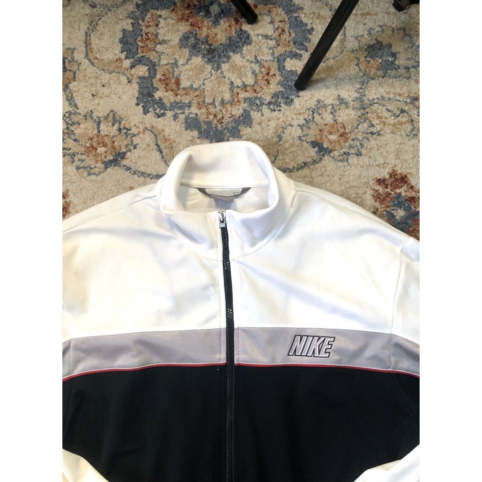Nike VINTAGE Nike Men’s White Full Zip Turtleneck Polyester Running Jacket L Size US M / EU 48-50 / 2 - 2 Thumbnail