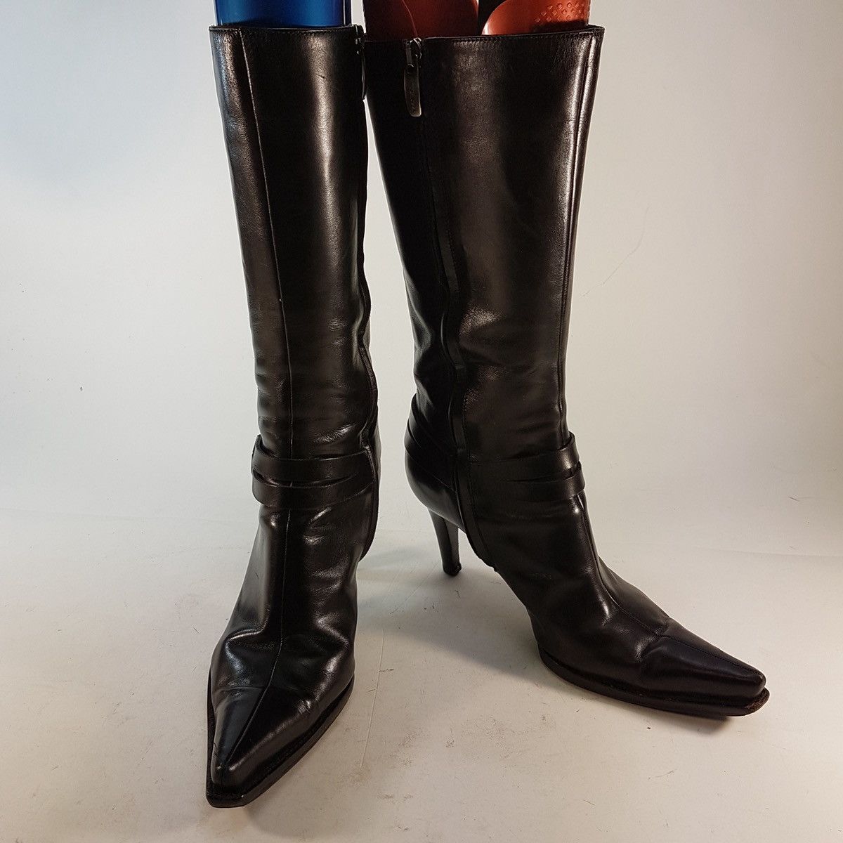 Sergio Rossi Vintage black knee-high leather heeled boots Size US 6 / IT 36 - 3 Thumbnail