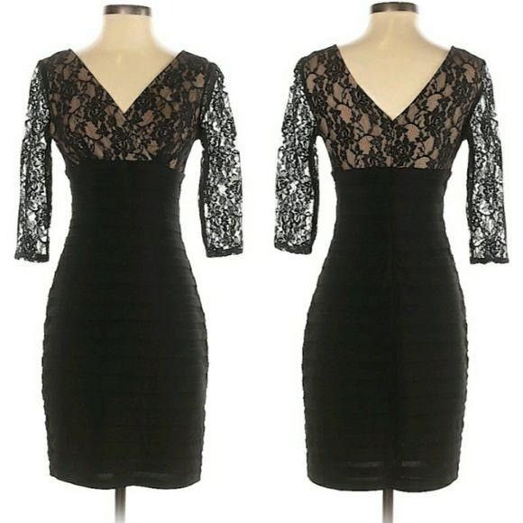 Adrianna Papell Adrianna Papell Black Lace Illusion Bodycon Dress Sz 4P Cock Size S / US 4 / IT 40 - 2 Thumbnail