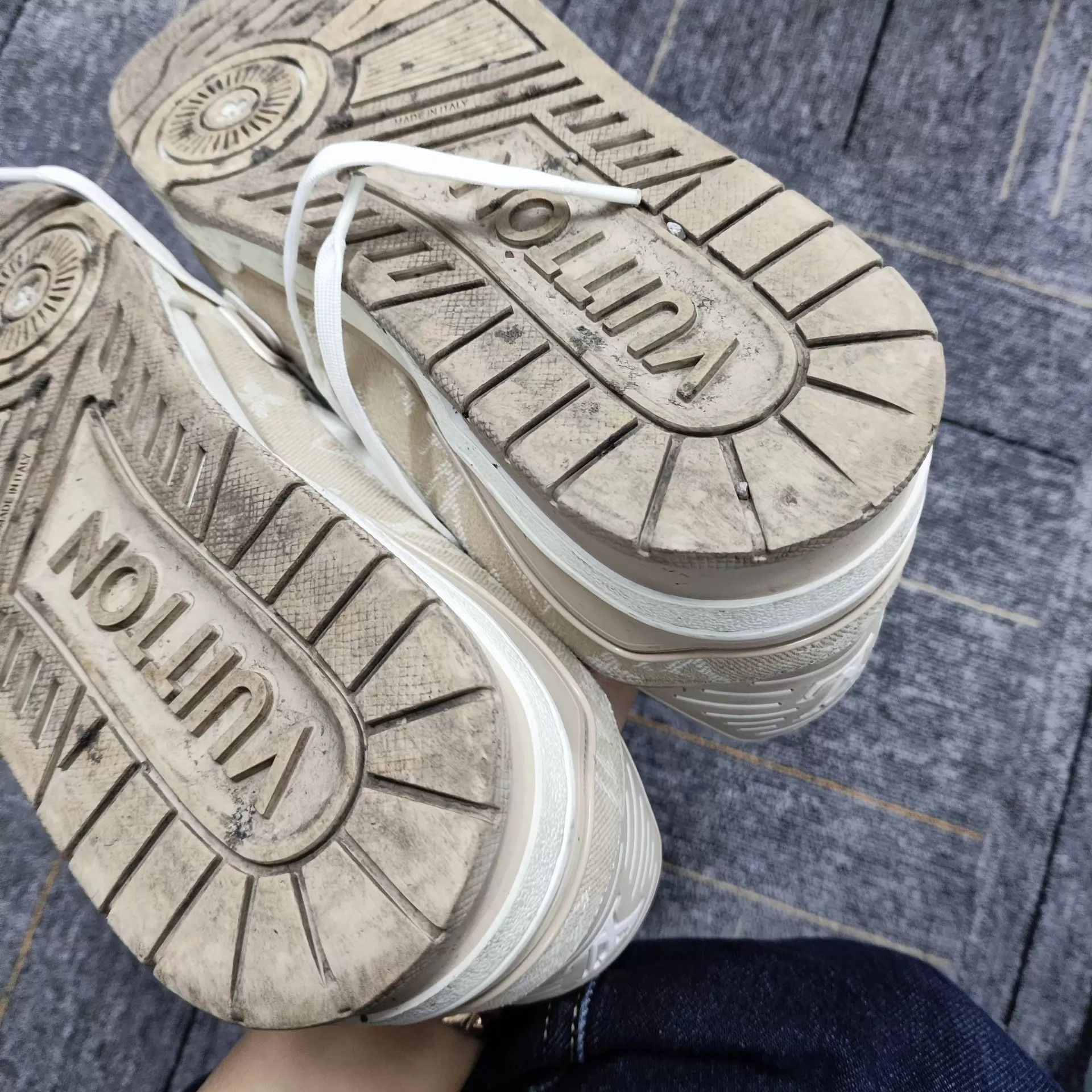 Louis Vuitton LV Beige Leather Trainer Sneaker Size 7 Size US 8 / EU 41 - 6 Thumbnail