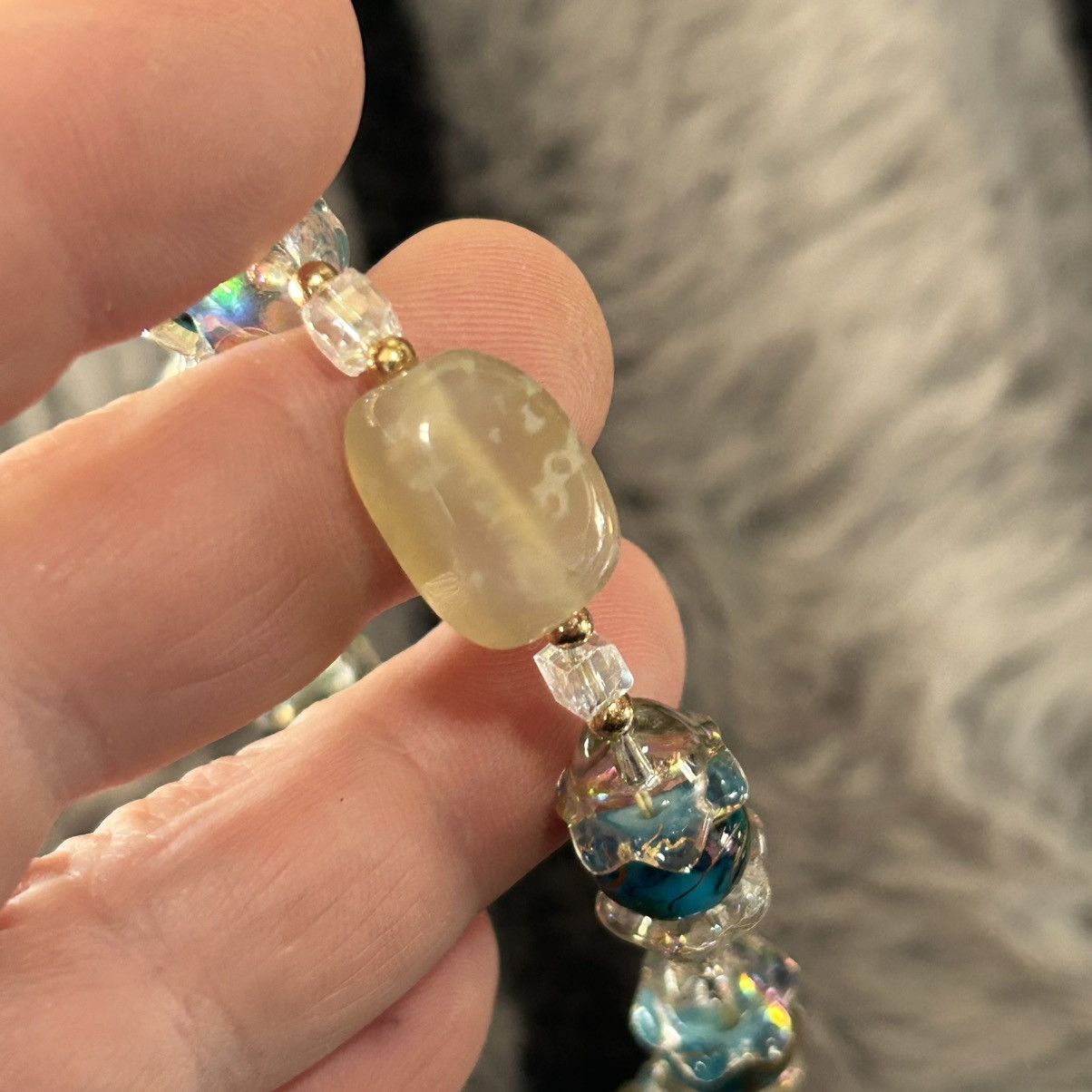 Handmade Handcrafted blue tone art glass bead crystal necklace Size ONE SIZE - 7 Thumbnail
