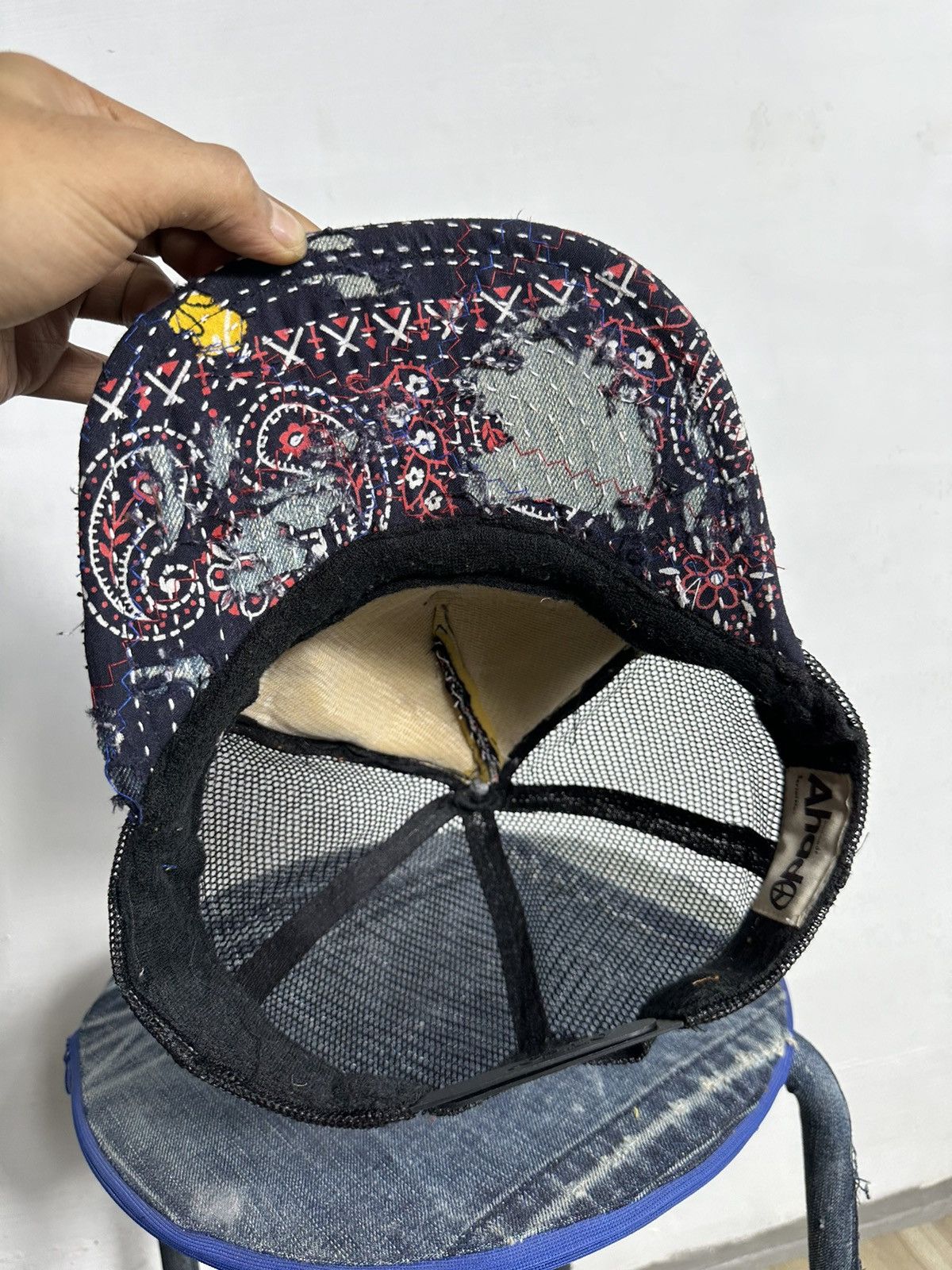 Handmade Custom Made Distressed Paisley Patchwork Boro Trucker hats Size ONE SIZE - 8 Thumbnail