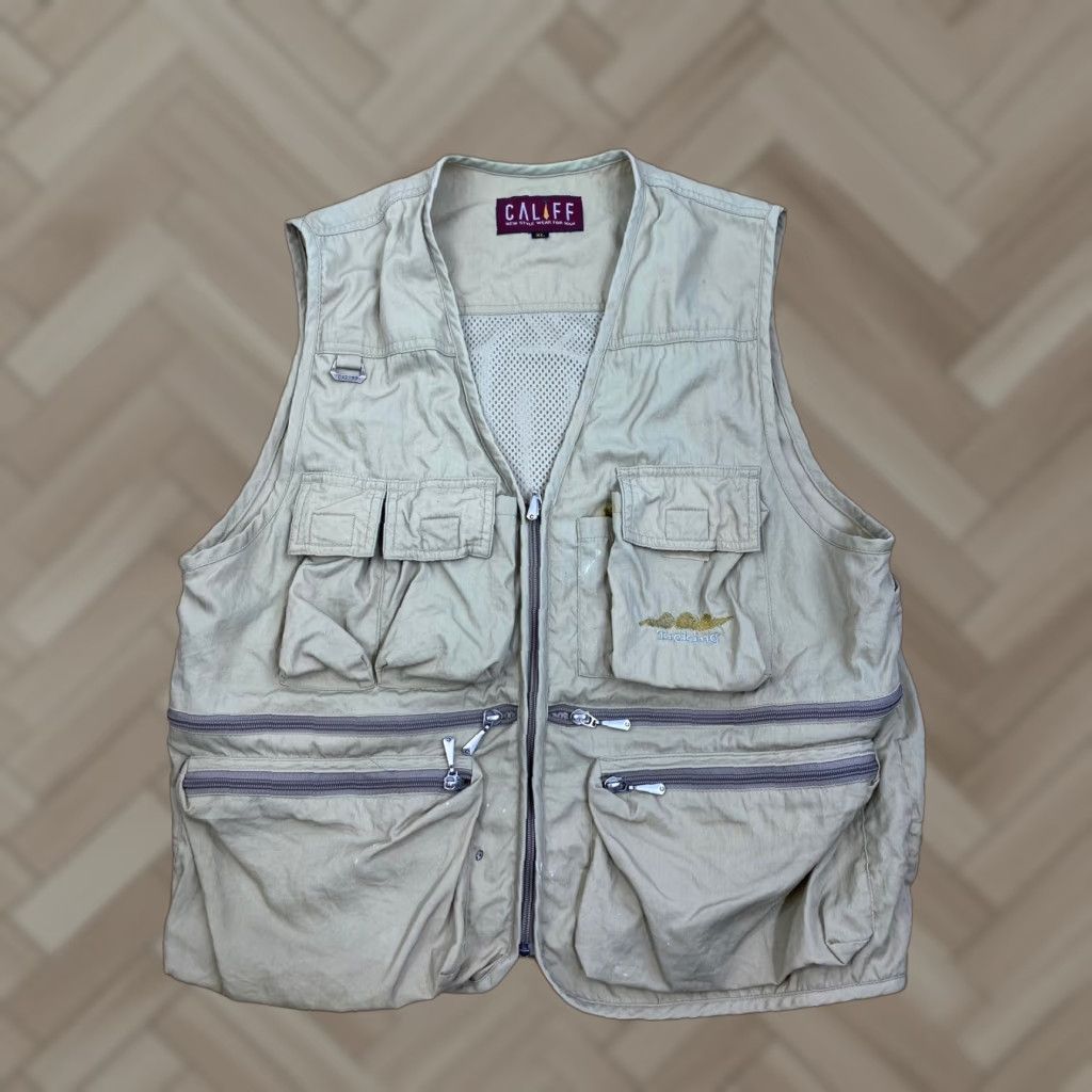 Vintage Califf Vest Outdoor Men XL Beige Pockets Hunting 3400 Size US XL / EU 56 / 4 - 1 Thumbnail