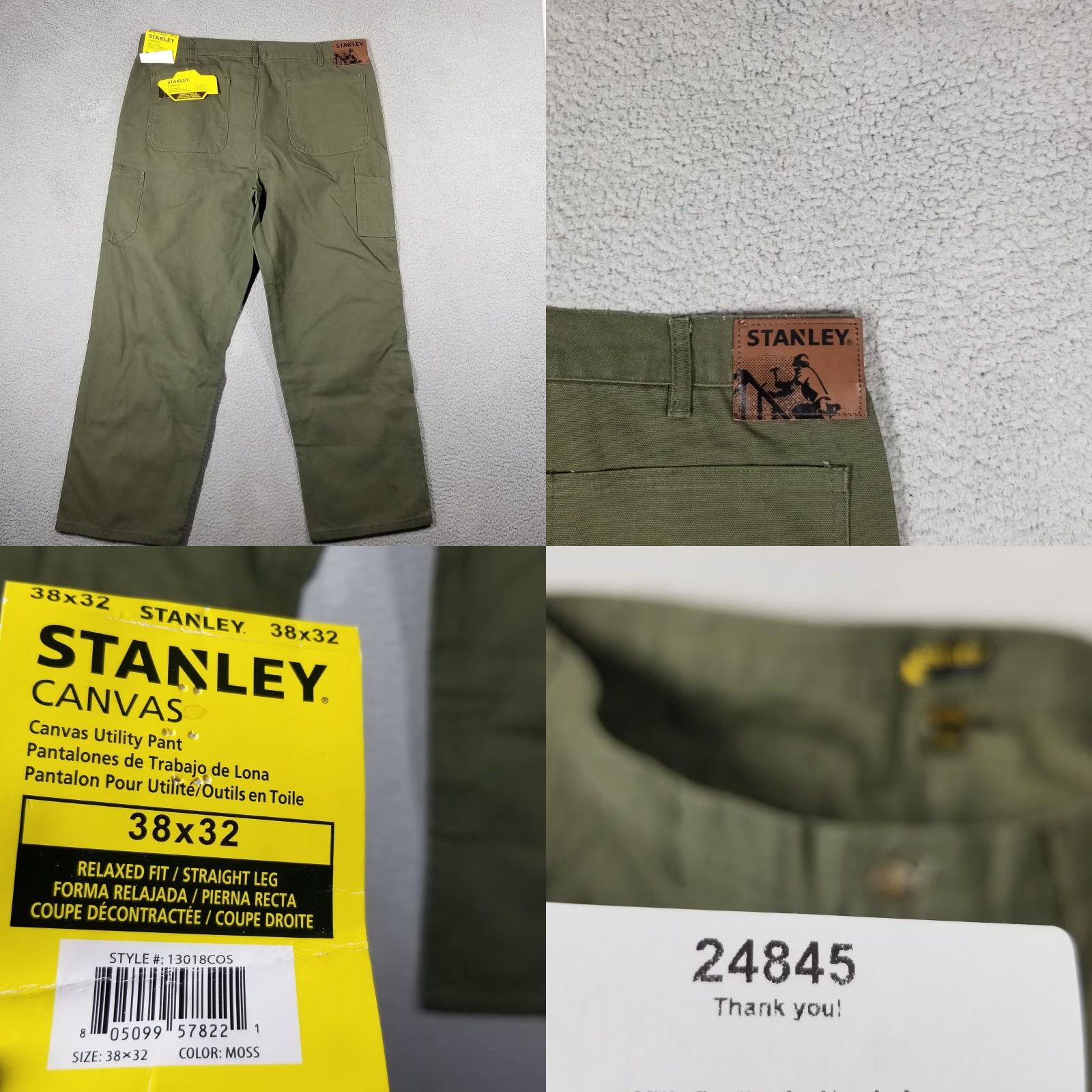 Vintage VINTAGE Stanley Canvas Utility Pant Mens 38x30 Workwear Relaxed Fit Straight Leg Moss Green Cotton 100% Front Pockets Boyt？ Size US 38 / EU 54 - 8 Thumbnail