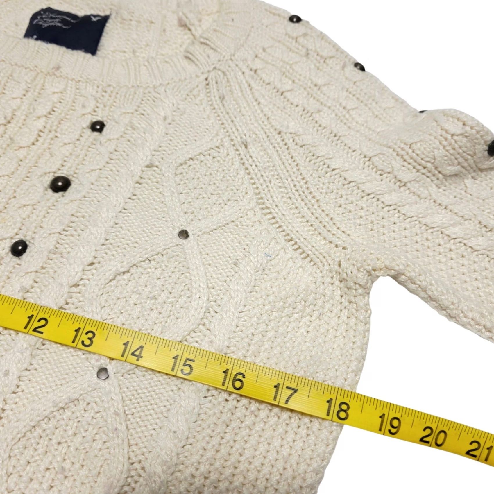American Eagle Outfitters VINTAGE American Eagle Outfitters Sweater Womens Cable Knit Cream Long Pullover Size Small Y2K Size S / US 4 / IT 40 - 4 Thumbnail