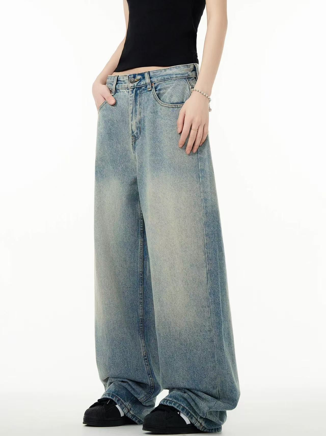 Japanese Brand × Jean Vintage men's loose baggy wide-leg cleanfit jeans Size US 32 / EU 48 - 3 Thumbnail