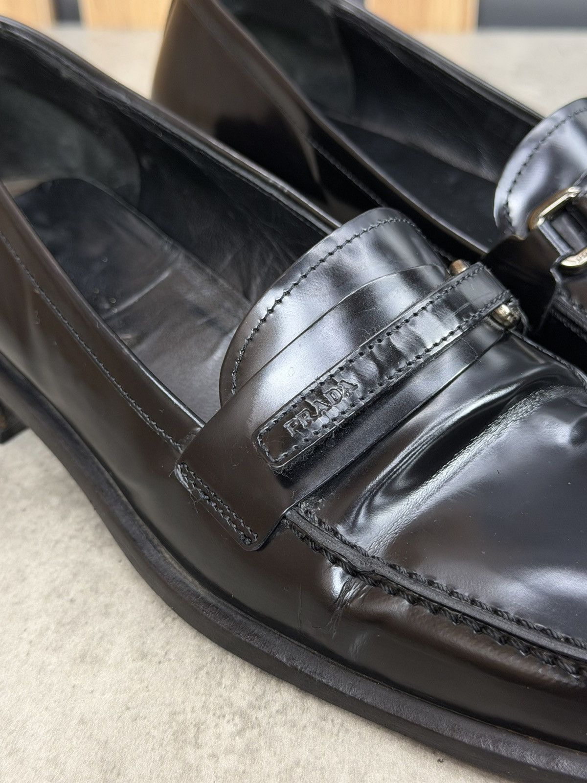 Prada Prada Black Leather Square Toe Loafers Women’s Size 37 Size US 7 / IT 37 - 13 Thumbnail