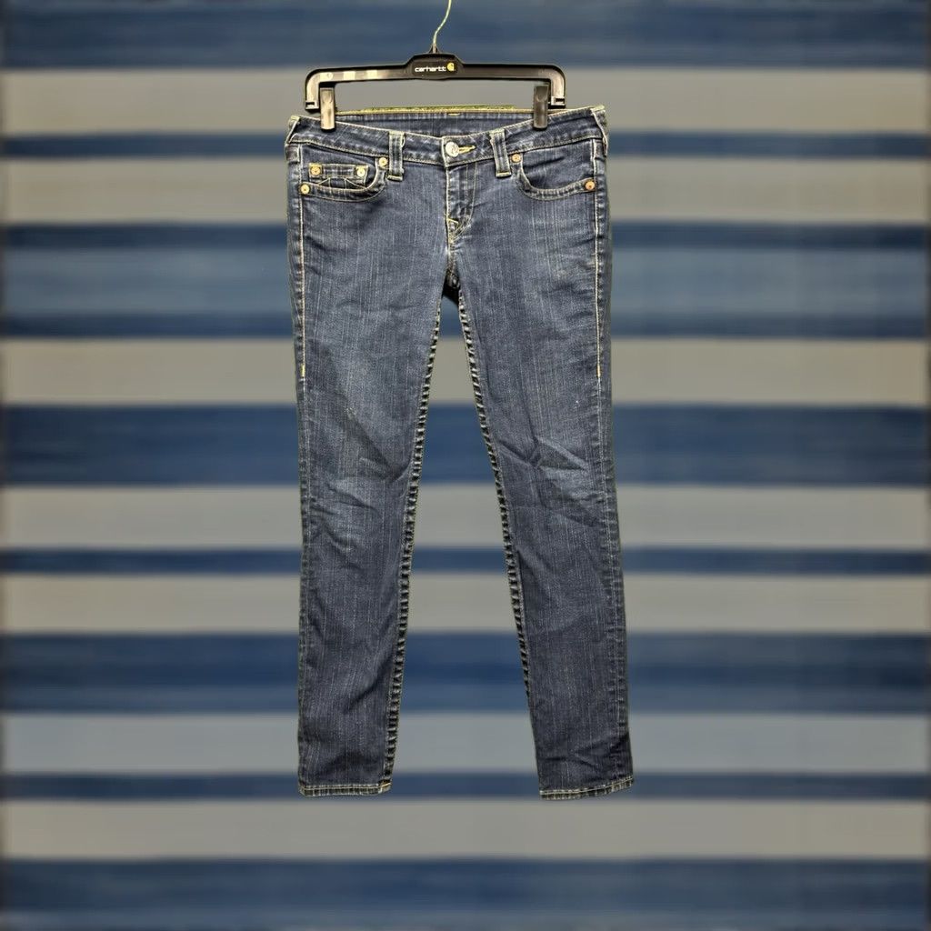 True Religion True Religion Jeans Womens 30 Halle Mid Rise Skinny Dark Wash Denim Casual Belt Loops 5-Pocket Design Blue Regular Size Type Jeans Womens Size 30" / US 8 / IT 44 - 1 Thumbnail