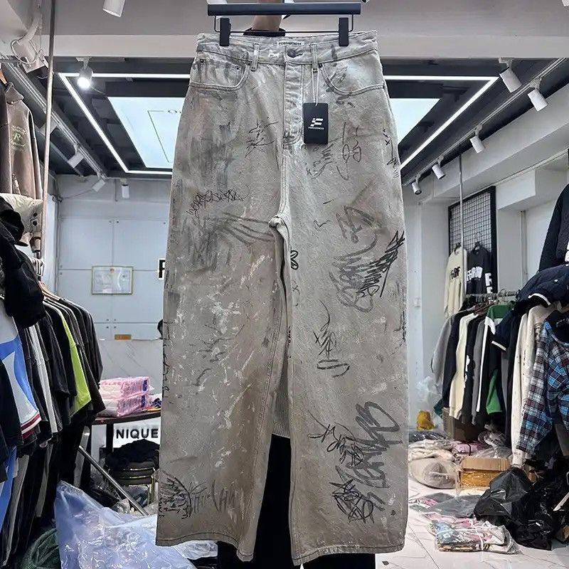 Japanese Brand × Vintage Graffiti printed jeans Size US 34 / EU 50 - 1 Thumbnail