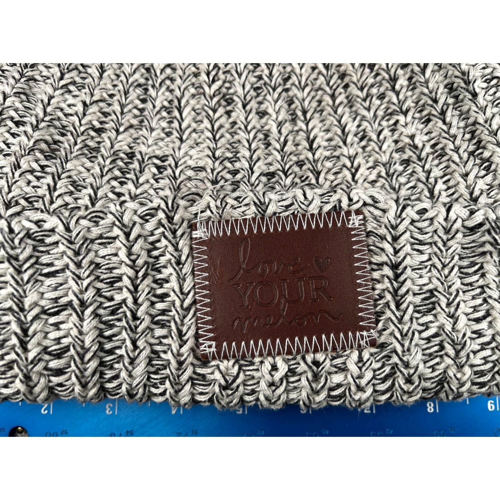 Vintage Love Your Melon Beanie Woman One Size White Knit 100% Cotton Ski Pom Logo Knit Beanie Womens Winter 90s? Size ONE SIZE - 2 Thumbnail