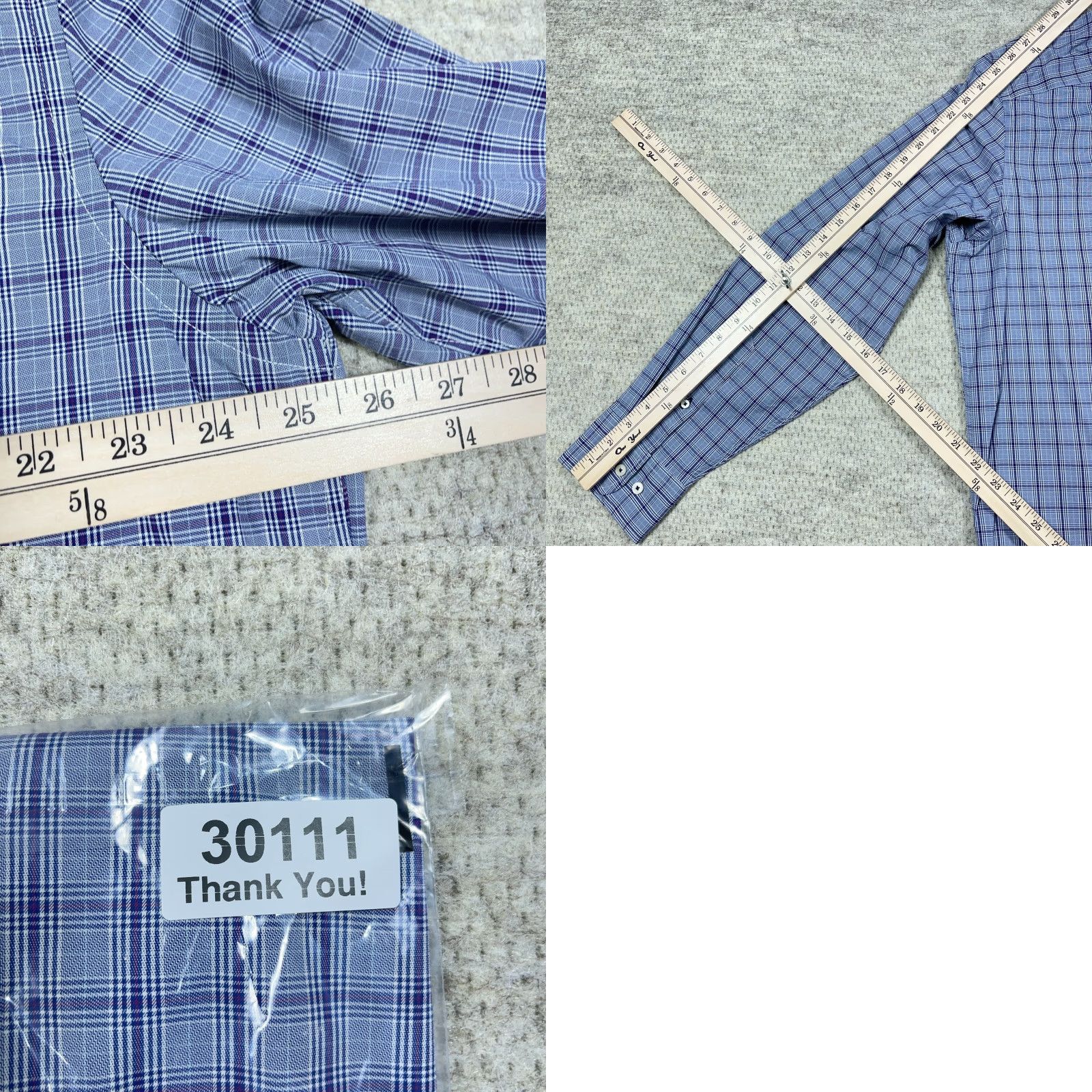 UNTUCKit UNTUCKit Shirt Men XXL Purple Plaid Button Nylon Performance Stretch Dress Shirt Size 48R - 8 Thumbnail