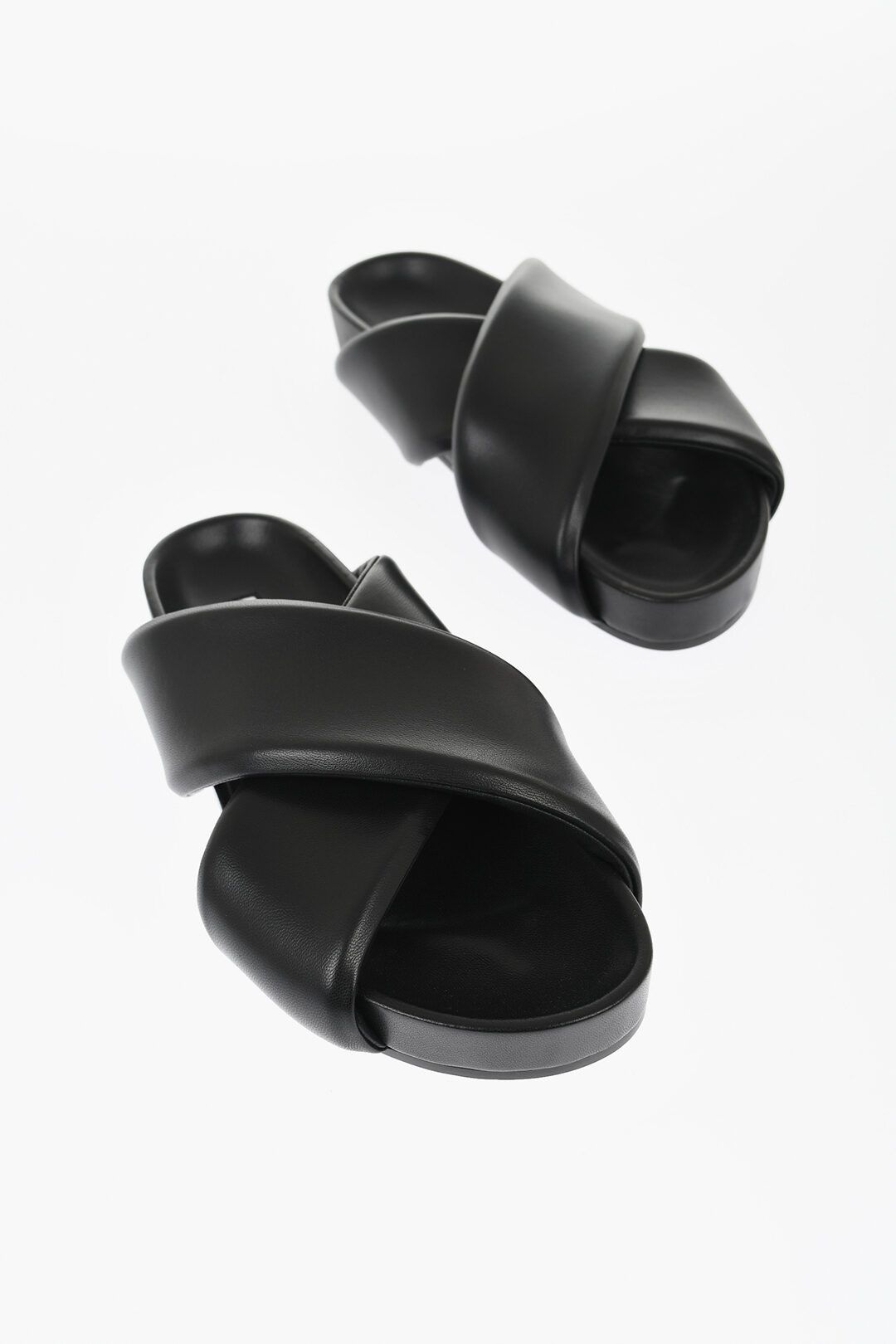 Jil Sander og1mm0625 Padded Leather Fusbet Sliders in Black Size US 8 / EU 41 - 2 Thumbnail