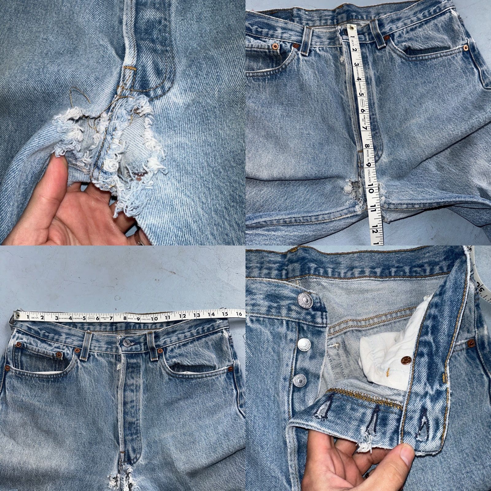 Levi's VINTAGE Levi's 501 Jeans - Men - Straight - 33x36 - Light Wash Denim - 90s USA Comfort Fit - Regular Rise - Button Fly - 501 Series - 1990s Size US 33 - 8 Thumbnail