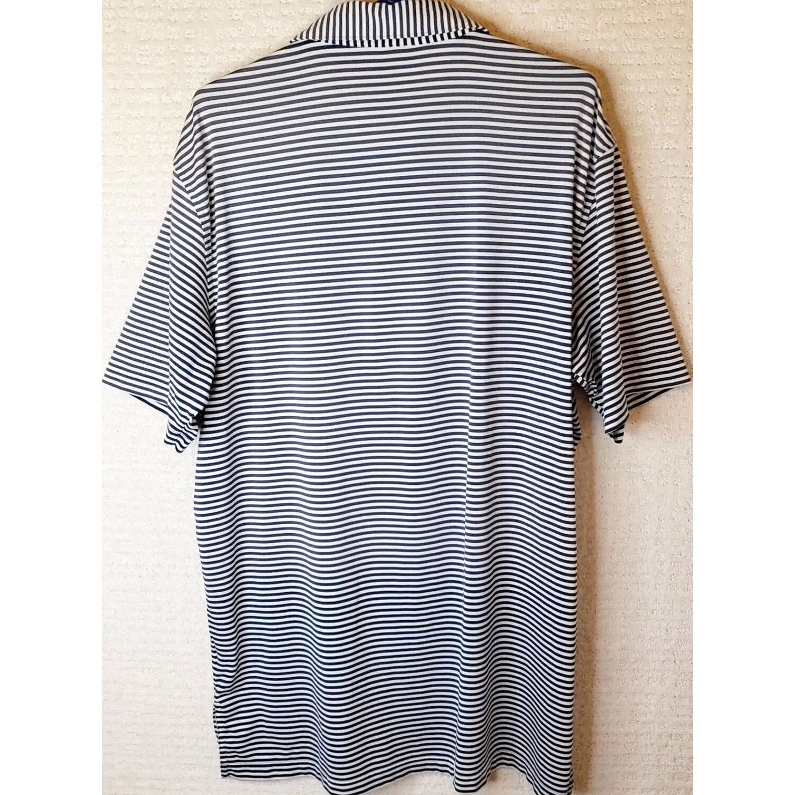 Peter Millar Peter Millar Summer Comfort Polo Shirt Navy Blue White Striped Golf L Crown Shirt Mens L Blue White Striped Polo Size US L / EU 52-54 / 3 - 7 Thumbnail