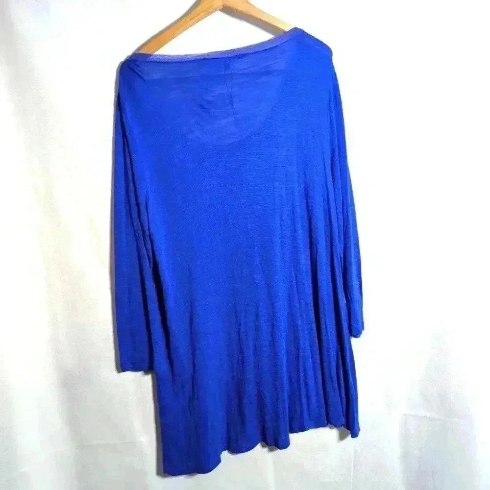 Designer Bright Blue long sleeve Tunic with Diagonal Stripes sz XL Size XL / US 12-14 / IT 48-50 - 2 Thumbnail
