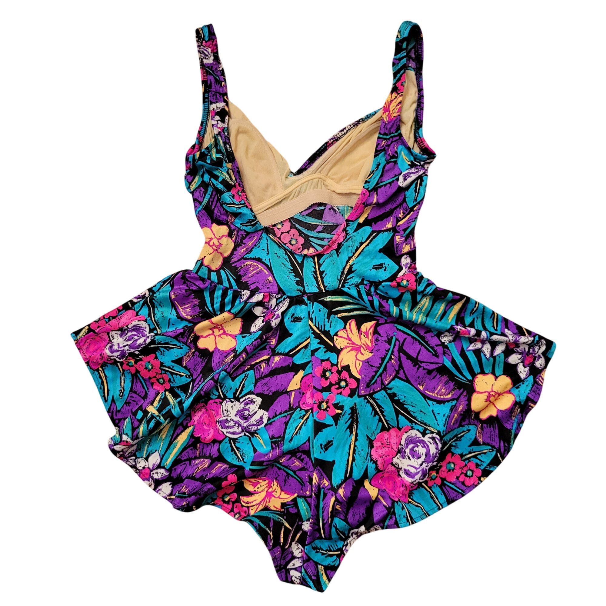Vintage Vintage Mainstream Floral Swimsuit 10 Full Coverage One Piec Size ONE SIZE - 10 Thumbnail