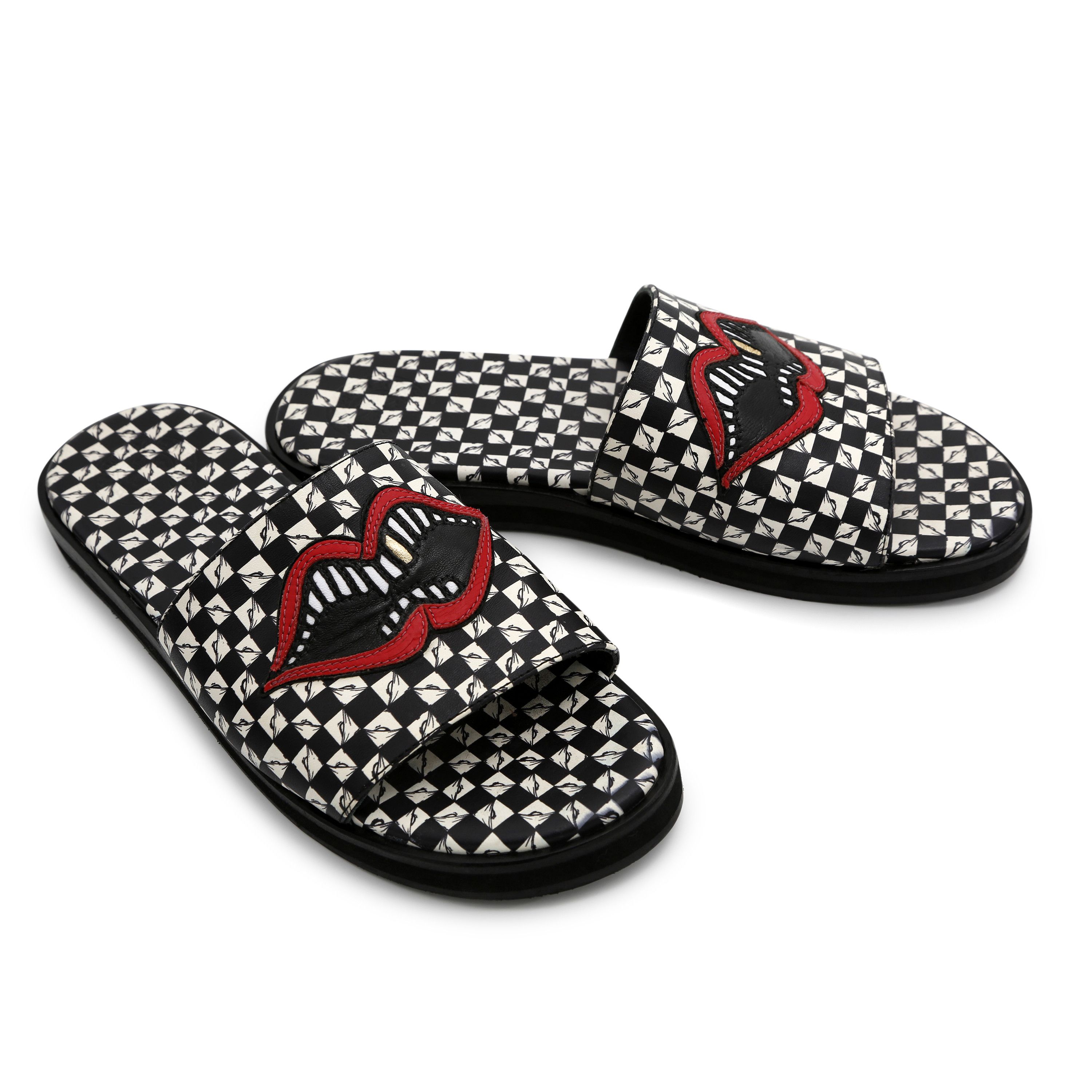 Chrome Hearts Matty Boy Chomper Slides Checkered w Red Lip Size US 10 / EU 43 - 2 Thumbnail