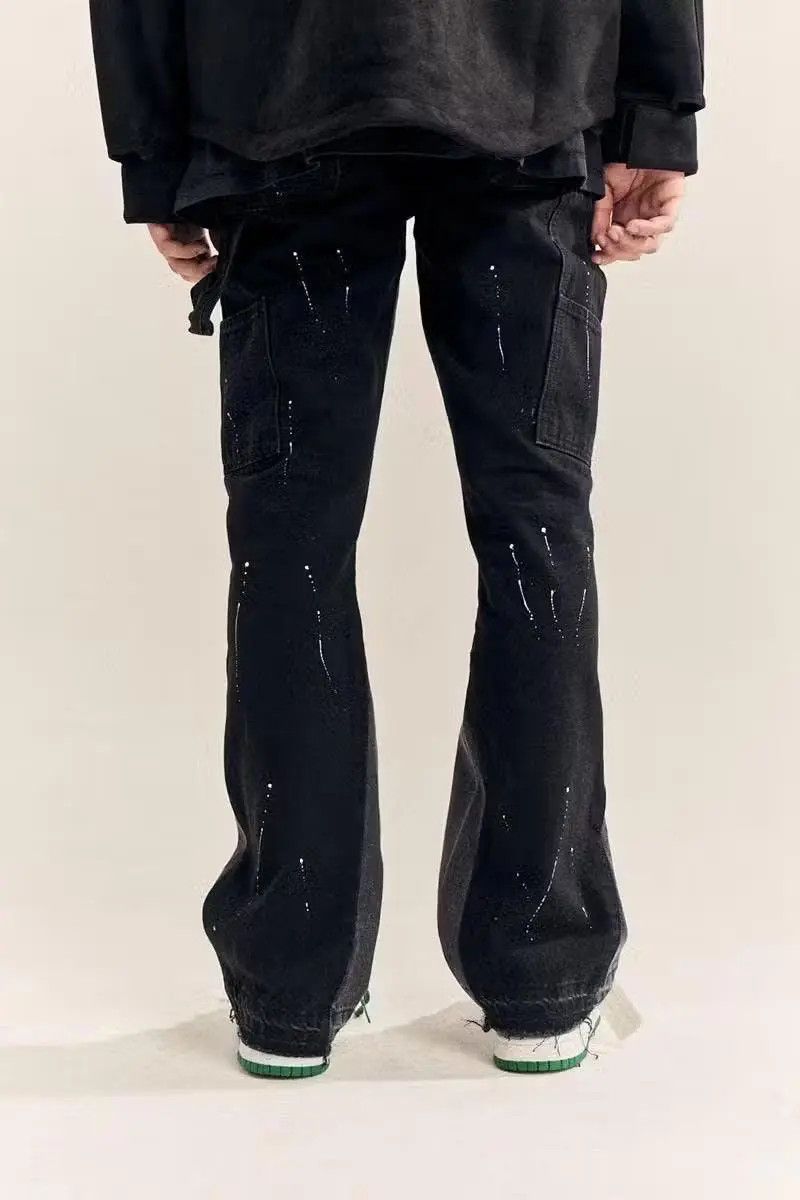 Japanese Brand × Jean Splattered Paint Flare Black Denim Jeans Size US 34 / EU 50 - 2 Thumbnail