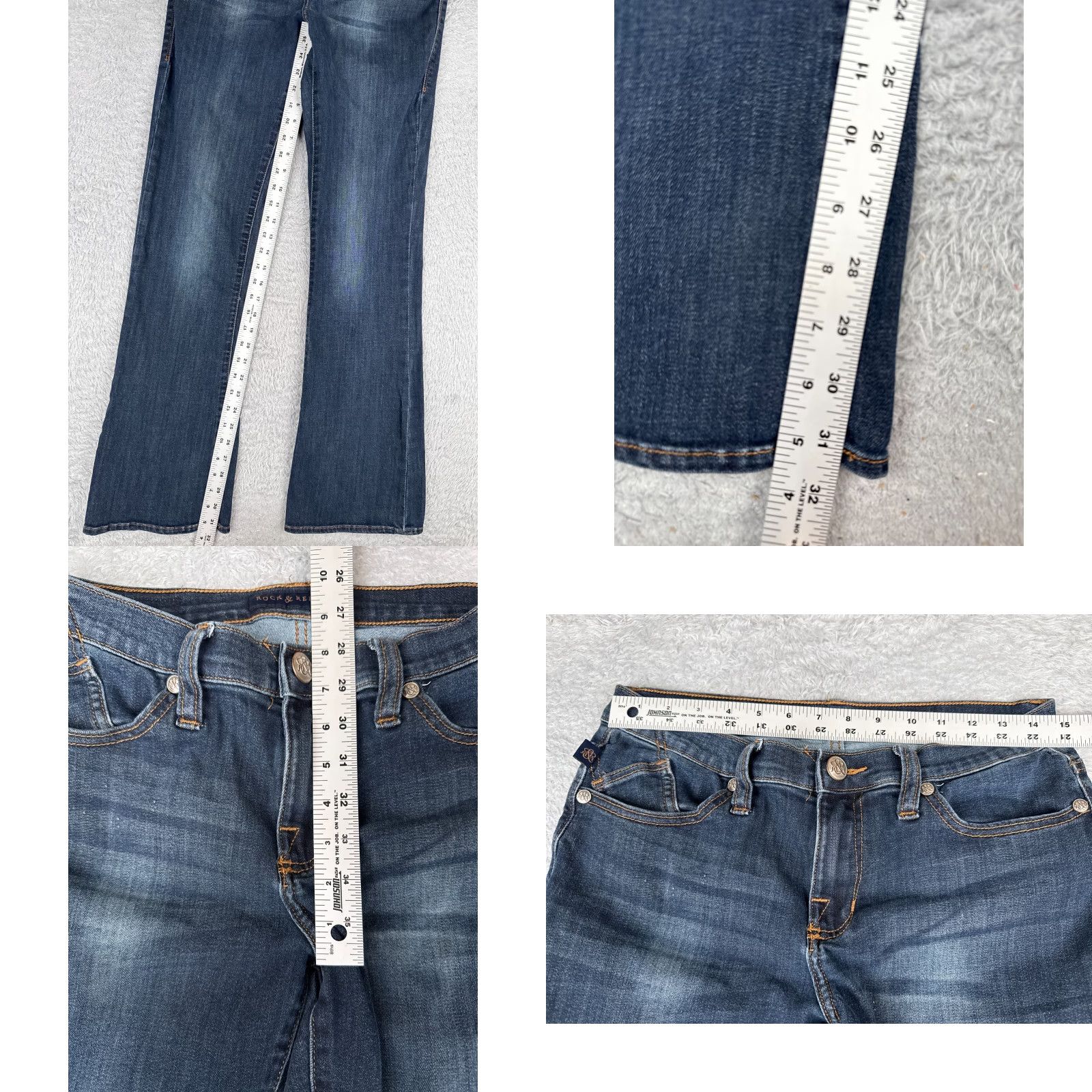 Vintage VINTAGE Rock & Republic Jeans Woman 10 Blue Denim Kasandra Flared Low Rise 29x32 Mens? Ladies? Size 32" / US 10 / IT 46 - 8 Thumbnail