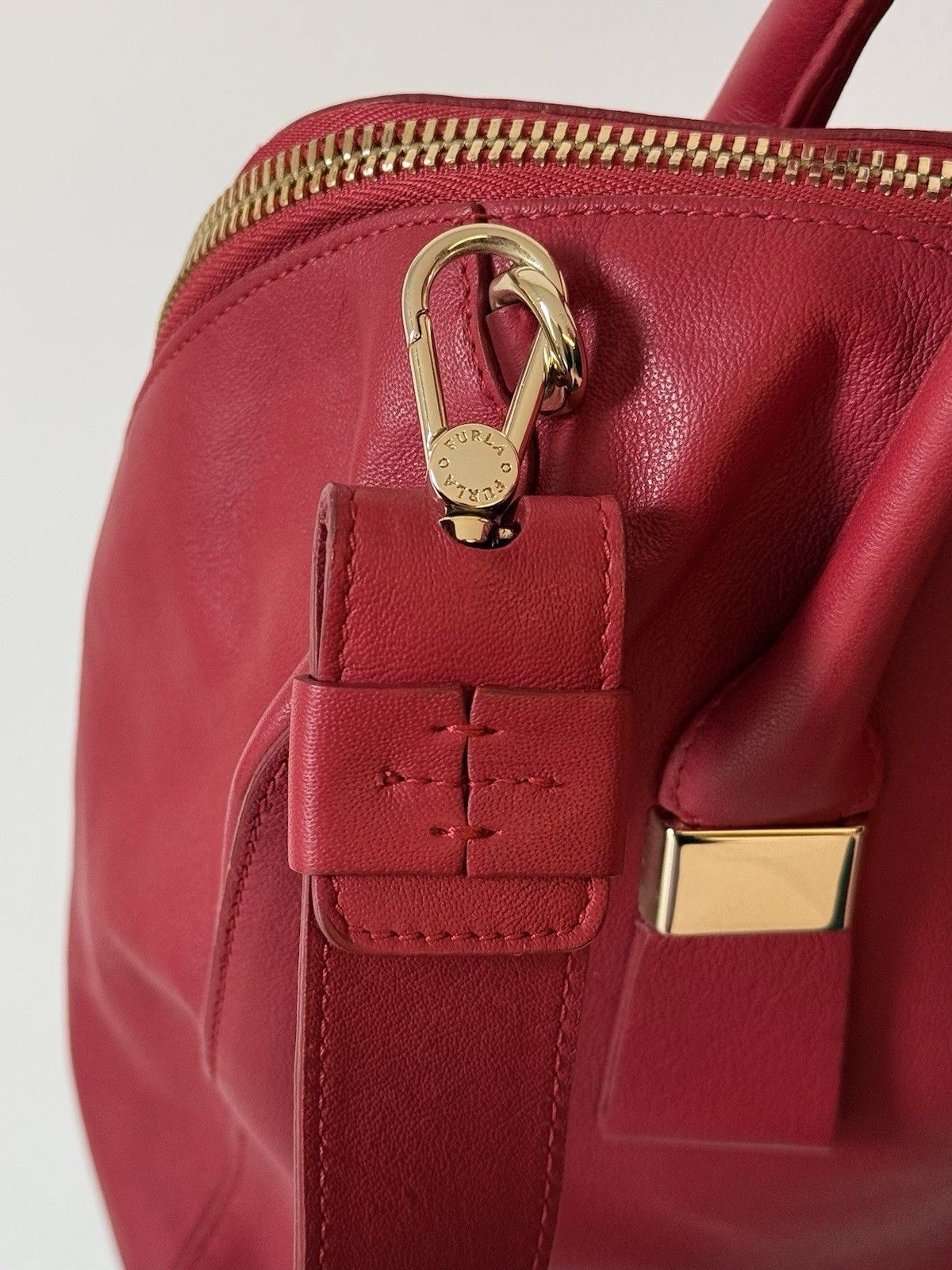 Furla Furla Twiggy Red Hand satchel Bag Leather 2 Way Tote Bag Size ONE SIZE - 13 Thumbnail
