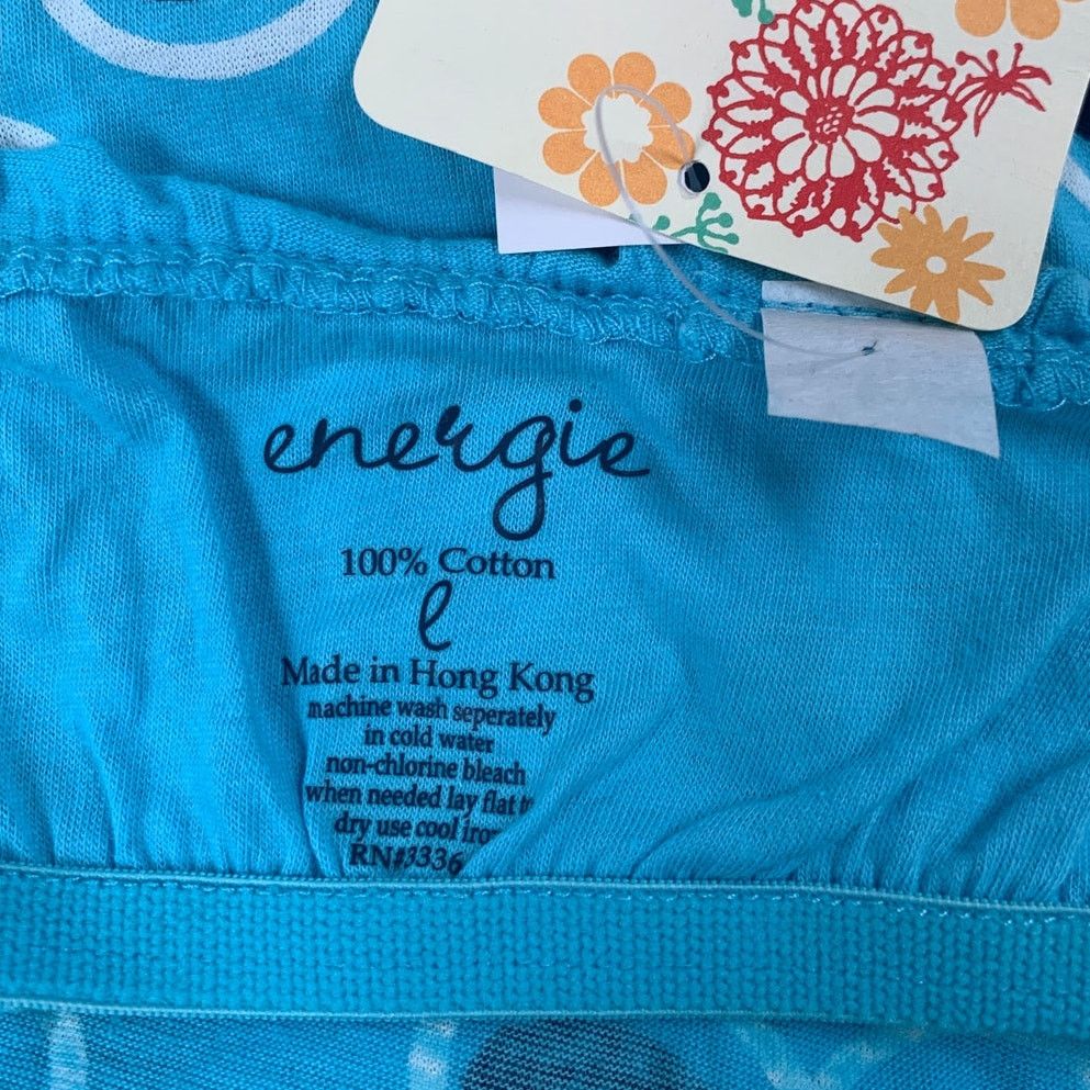 Energie New Energie Large Cotton Blue Floral Built In Bra Halter Top Size L / US 10 / IT 46 - 3 Thumbnail
