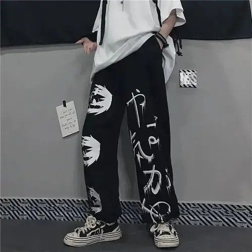 Japanese Brand × Vintage Black Harajuku printed anime sweatpants Size US 32 / EU 48 - 3 Thumbnail