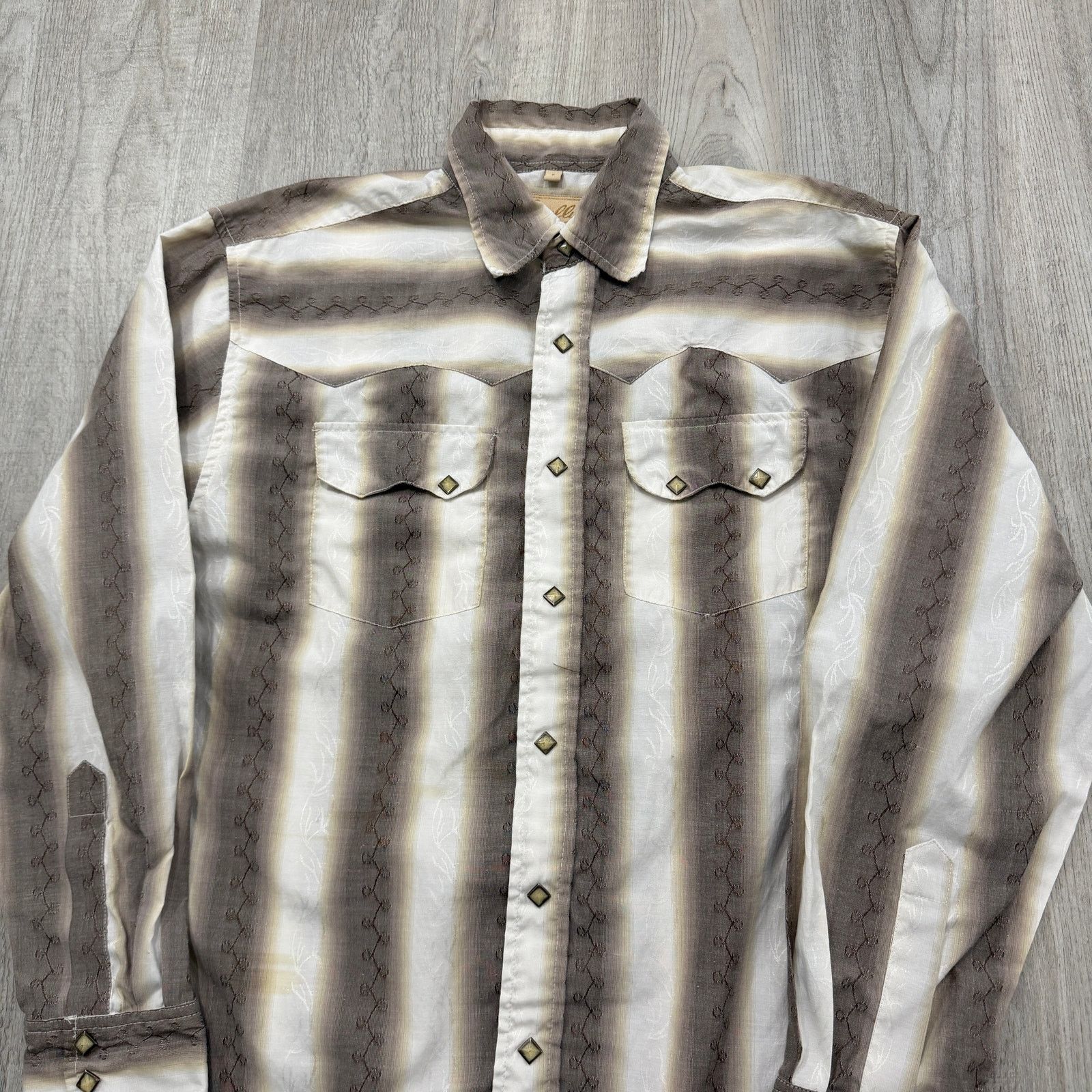 Scully Leather Vintage Scully Western Pearl Snap Shirt Mens Small Brown Size US S / EU 44-46 / 1 - 2 Thumbnail