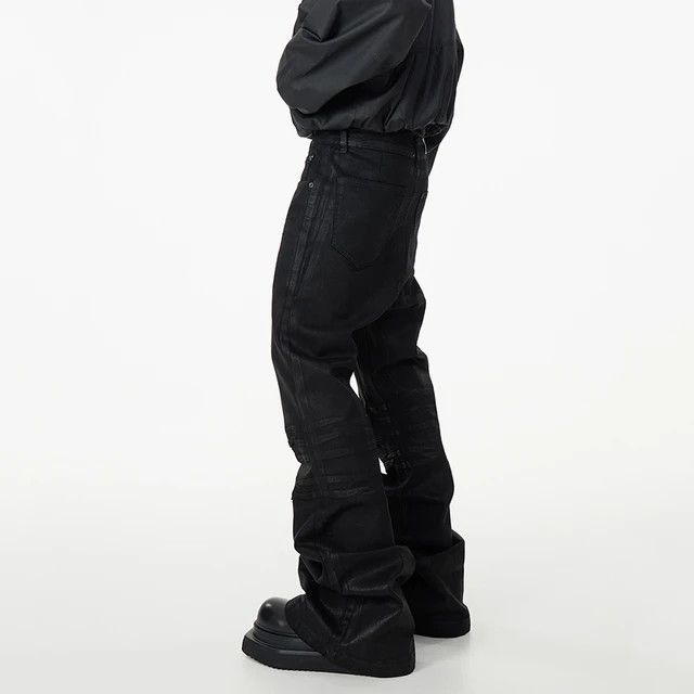 Japanese Brand × Jean Vinyl Coated Crease Denim Flared Jeans Size US 31 - 3 Thumbnail