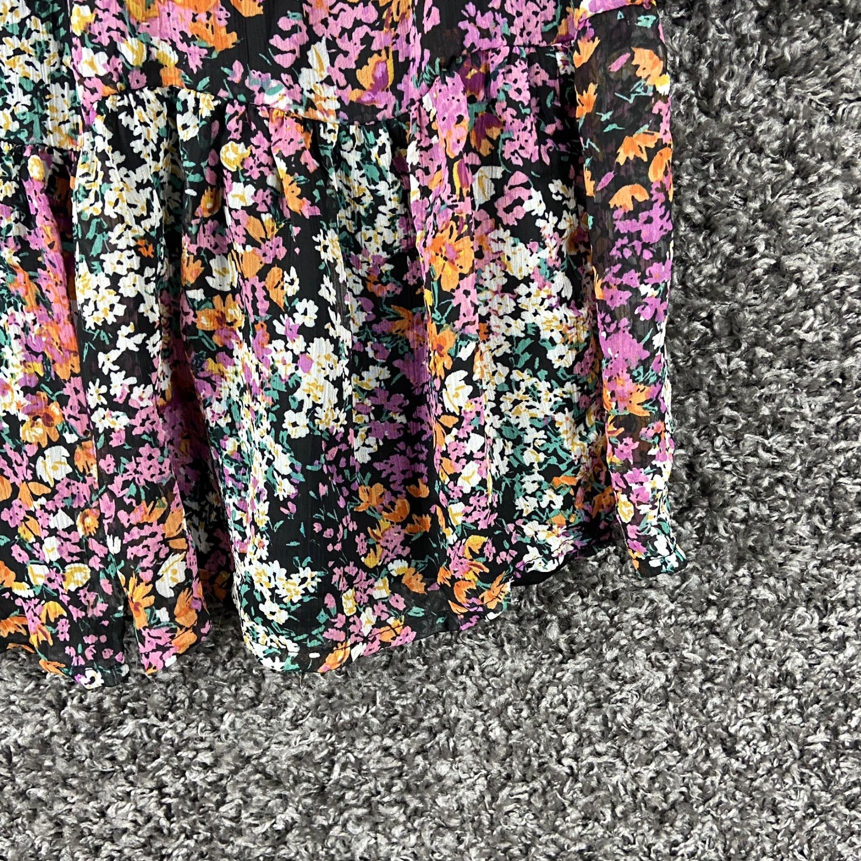 Vince Camuto Vince Camuto Dress Floral Women M Multicolor Knee Length Sheer Long Sleeve A-Line Ladies Mage/S Vibes Womens Size M / US 6-8 / IT 42-44 - 2 Thumbnail