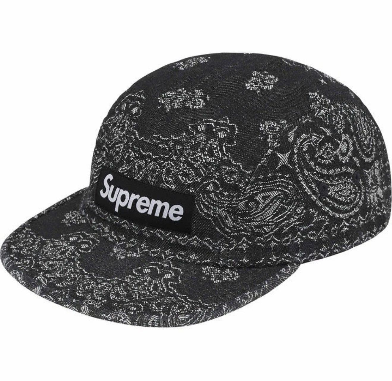 Supreme Supreme Bandana Jacquard Denim Camp Cap Black Size ONE SIZE - 2 Thumbnail
