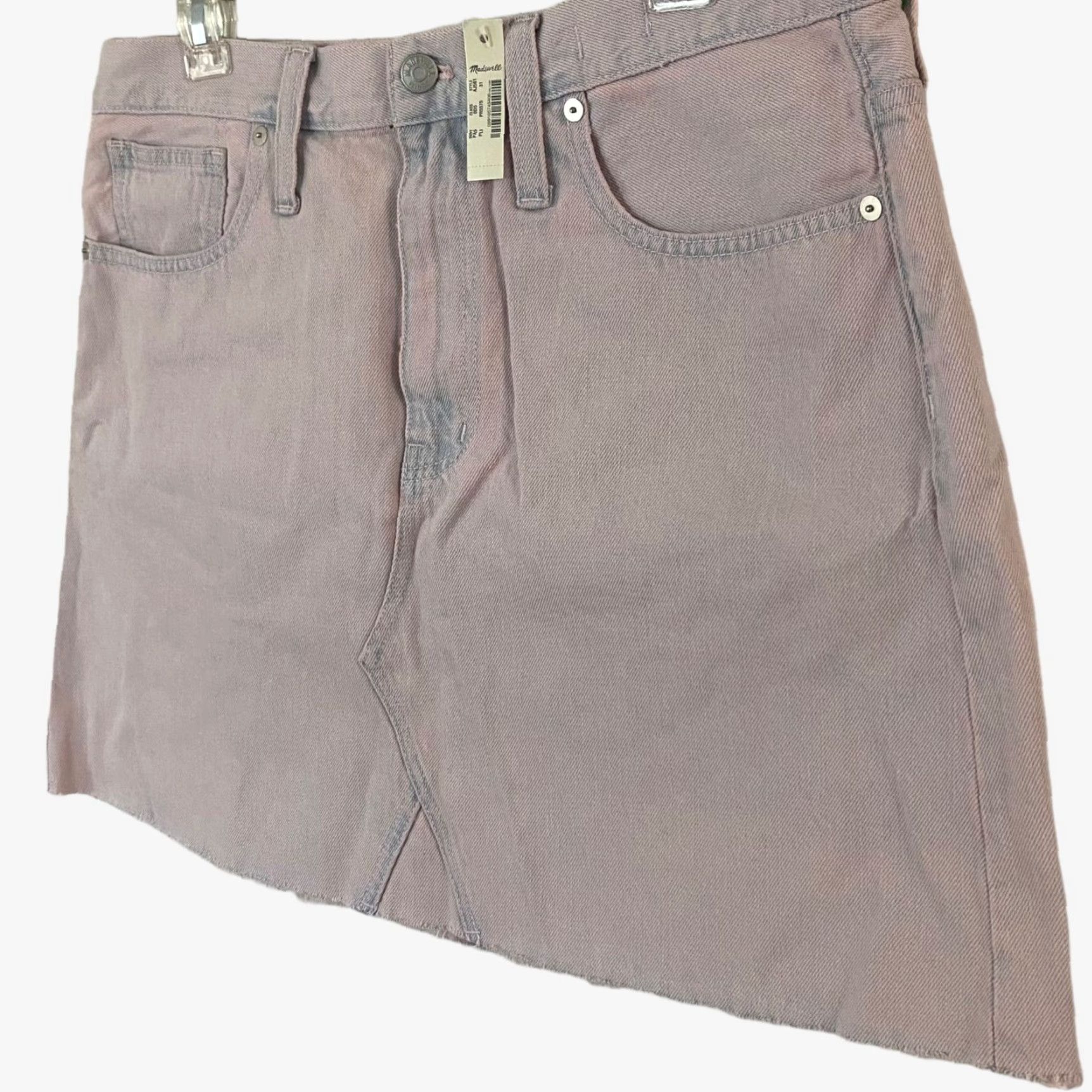 Madewell Madewell Rigid Denim A-Line Mini Skirt Size 31 Pink Raw Hem Overdyed Edition New Size 24" / US 00 / IT 34 - 2 Thumbnail