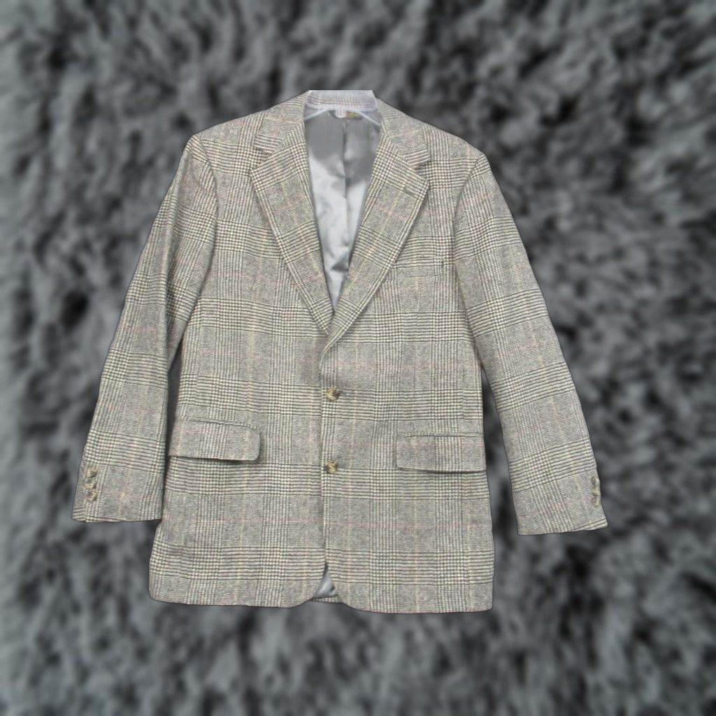 Brooks Brothers VINTAGE Brooks Brothers Sport Coat Blazer Mens 42R Gray Camel Hair Tweed Glen Plaid Jacket Size 42R - 1 Thumbnail