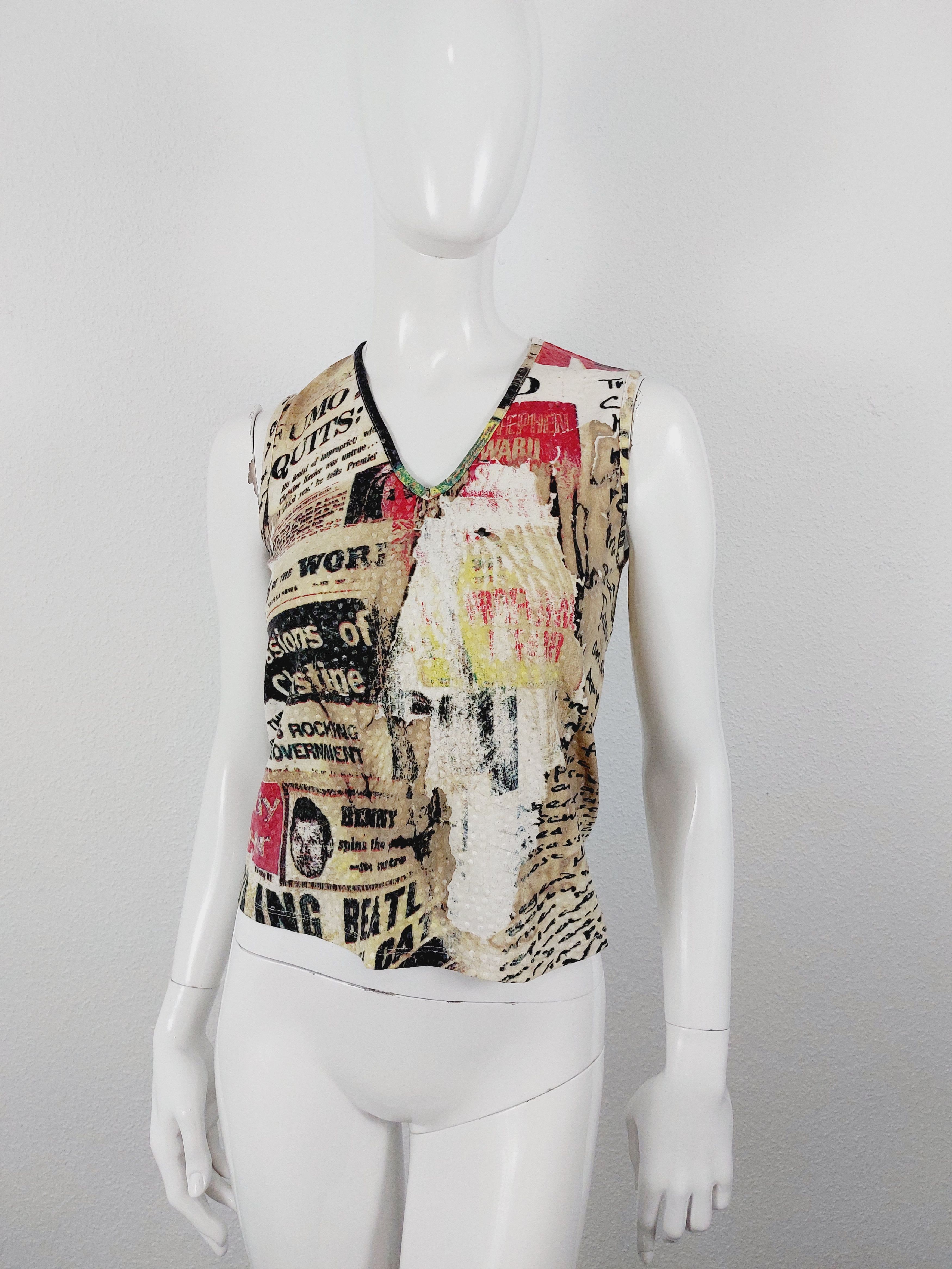 Roberto Cavalli Roberto Cavalli Newspaper Gazette Galliano Stamp Top Size S / US 4 / IT 40 - 2 Thumbnail