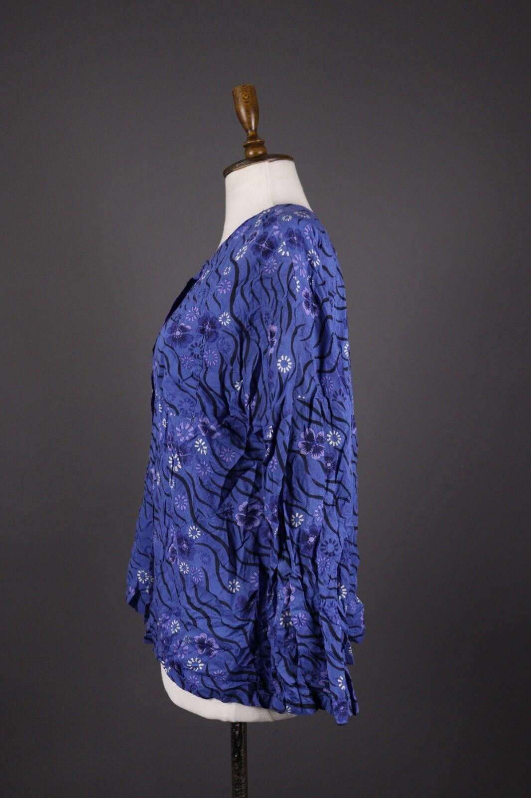 Designer Gudrun Sjode Blue Floral Print Textured Cardigan Size L Size L / US 10 / IT 46 - 4 Thumbnail