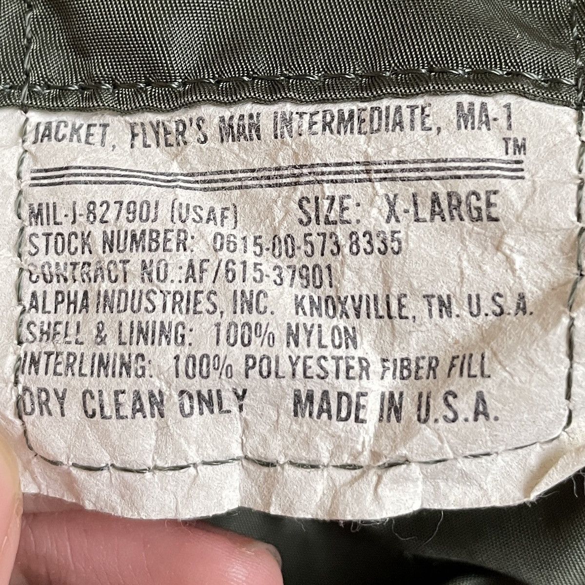 Alpha Industries Vintage Alpha Industries MA-1 Fly Jacket 1980s Size US XL / EU 56 / 4 - 18 Thumbnail