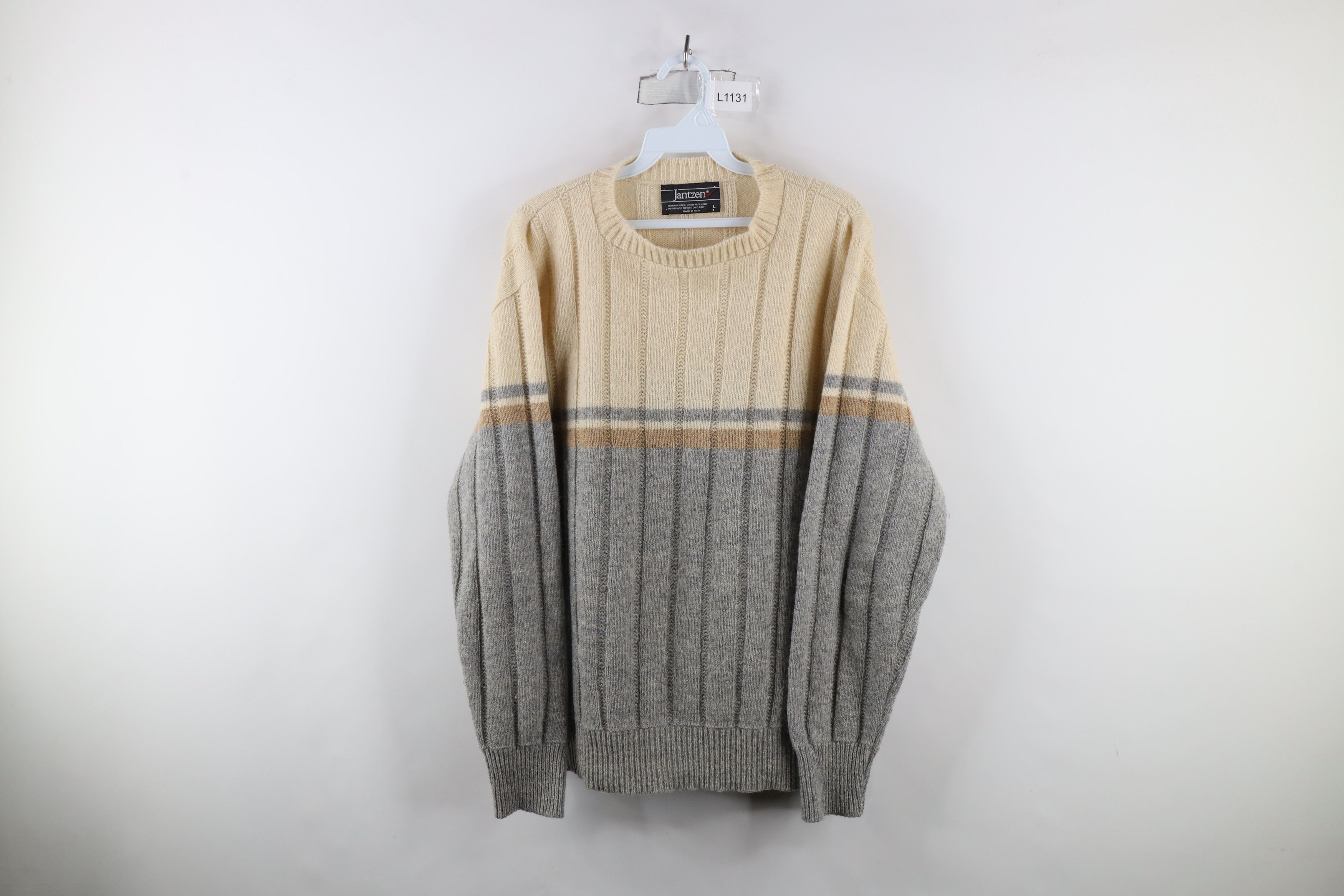 Vintage Vintage 70s Streetwear Striped Ribbed Knit Sweater USA Size US L / EU 52-54 / 3 - 1 Thumbnail