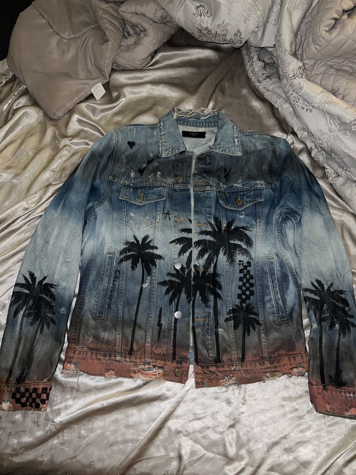 Palm tree jean jacket outlet