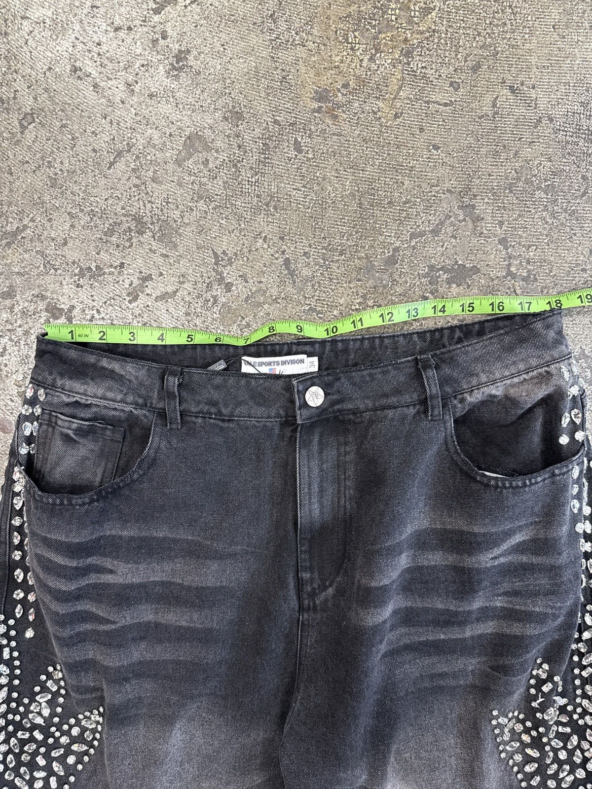 Vale Vale (Valley) Stone Crystal Rhinestone Black Baggy Jean Size US 34 / EU 50 - 8 Thumbnail