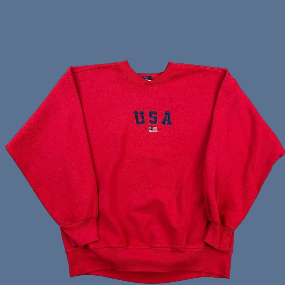 Vintage VINTAGE AS Sport Sweatshirt Mens XL Red USA Flag Embroidered Logo Pullover Size US XL / EU 56 / 4 - 1 Thumbnail
