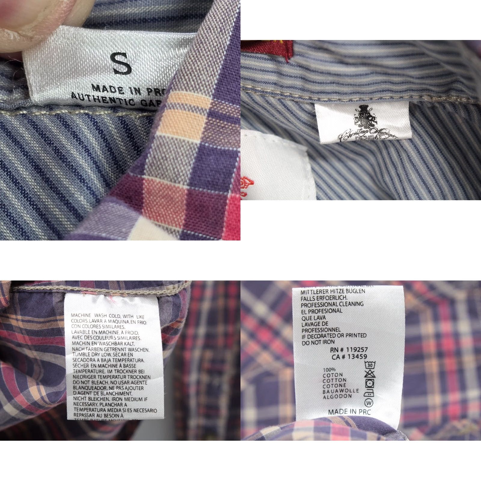 Vintage Christian Audigier Y2K Shirt Mens Small Pearl Snaps Purple Pink Plaid Western Flip Cuff Size US S / EU 44-46 / 1 - 8 Thumbnail