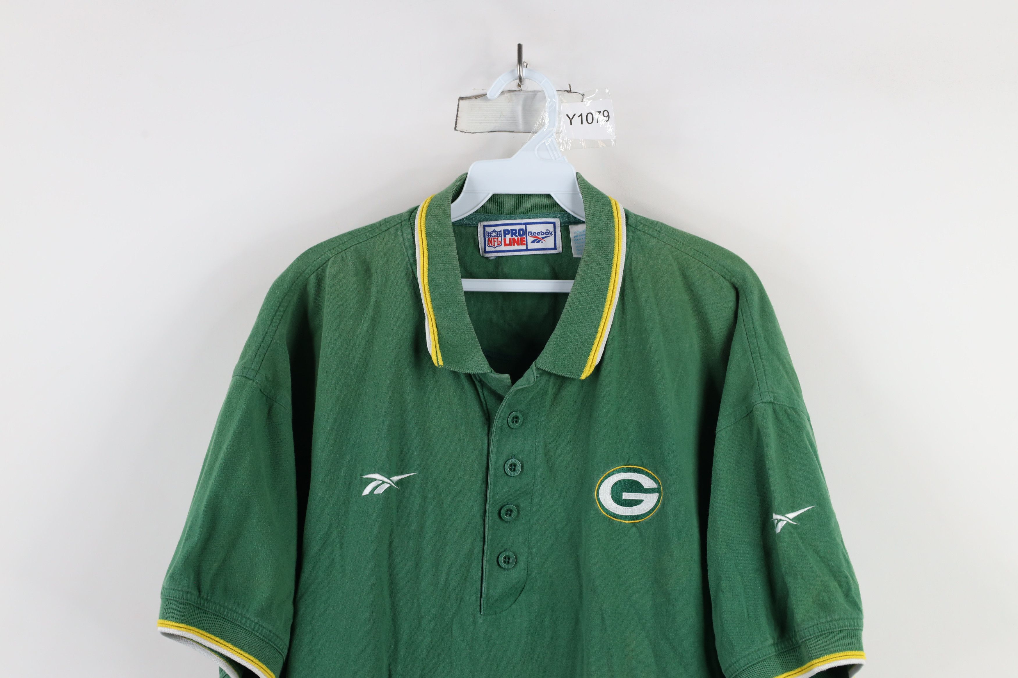 Reebok × Vintage Vintage 90s Reebok Green Bay Packers Football Polo Shirt Size US XL / EU 56 / 4 - 2 Thumbnail