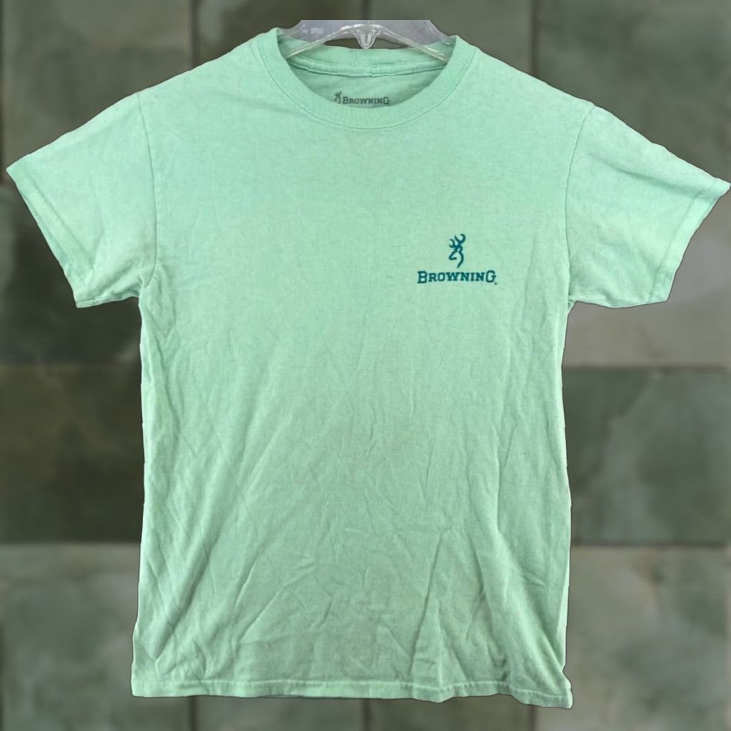 Vintage Browning Womens Shirt Small Green Outdoor Crewneck Cotton Jersey T‑Shirt - Casual, All Seasons, Regular Fit, 3/4 Sleeve? Wait. Size S / US 4 / IT 40 - 1 Thumbnail