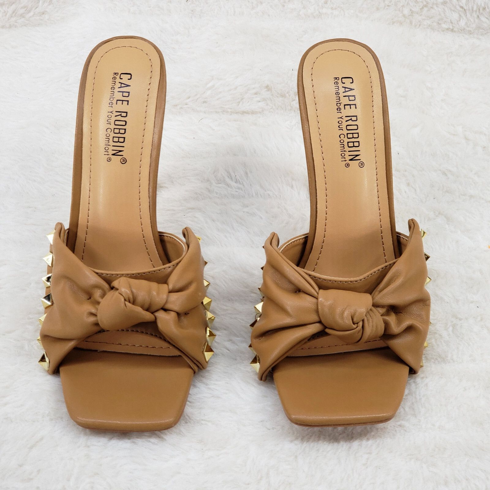 Other Darian Slip On Tan Open Toe High Heel Clogs Mules Slides (US Size US 8.5 / IT 38.5 - 3 Thumbnail